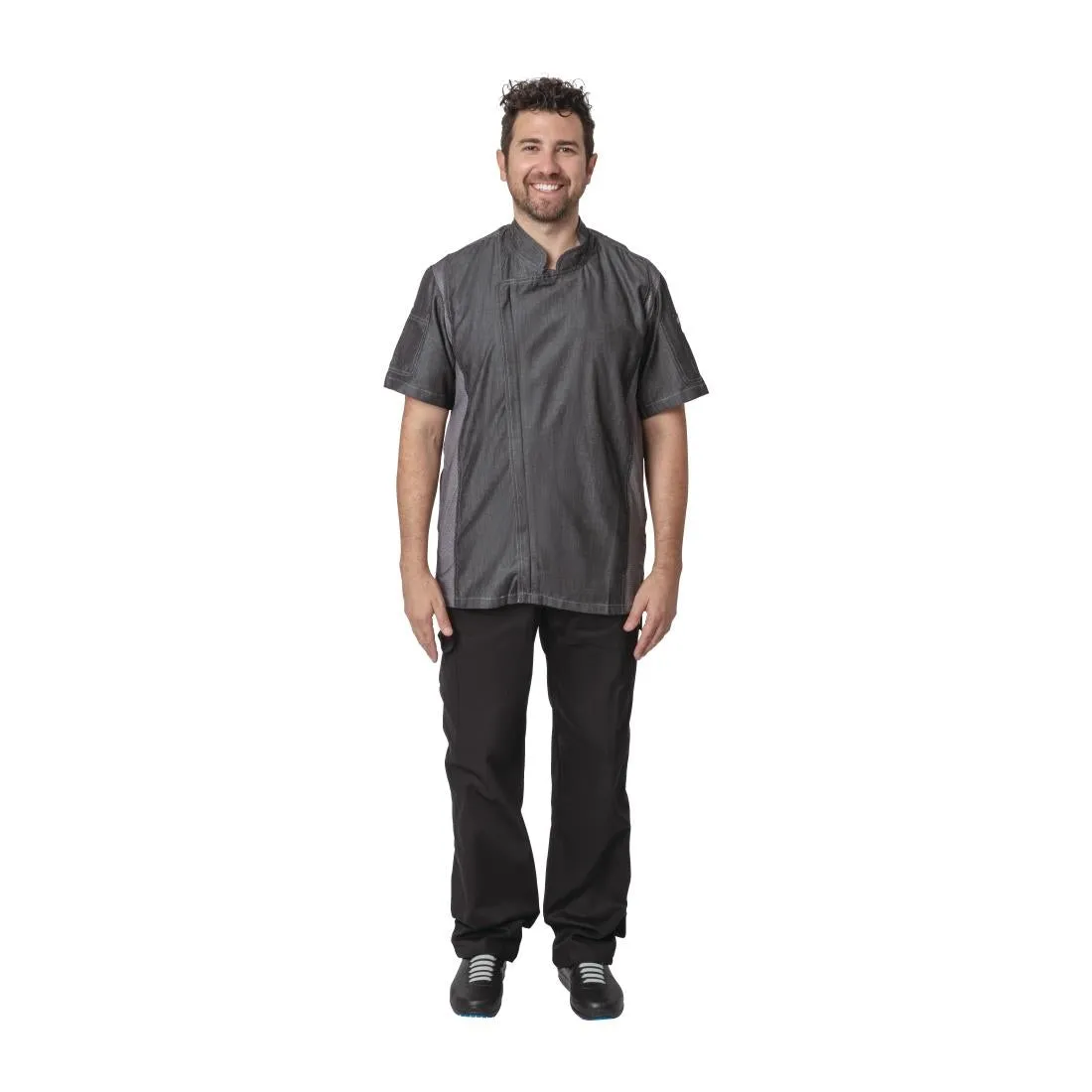 BB270-S Chef Works Urban Delancey Short Sleeve Denim Chefs Jacket Size S
