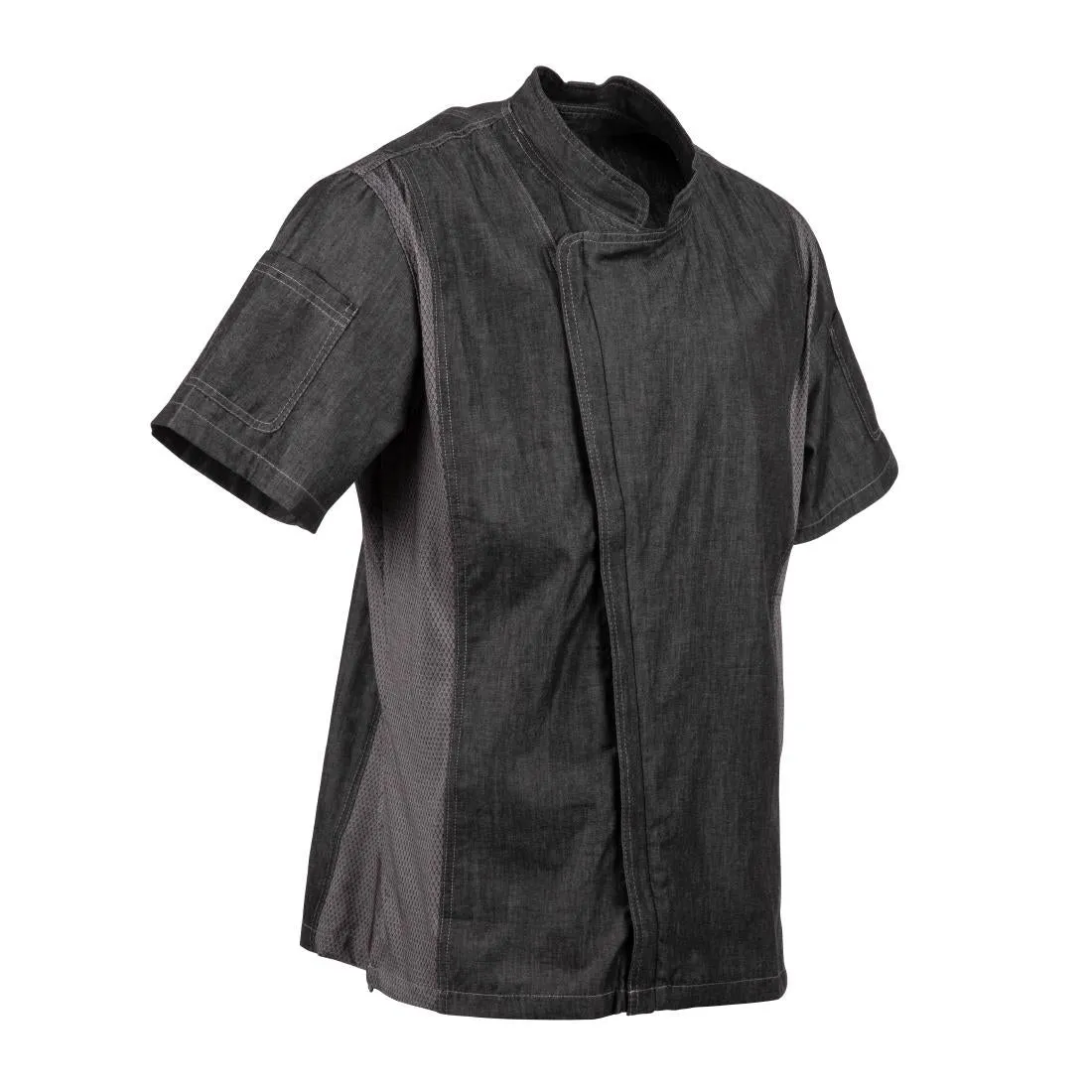 BB270-S Chef Works Urban Delancey Short Sleeve Denim Chefs Jacket Size S