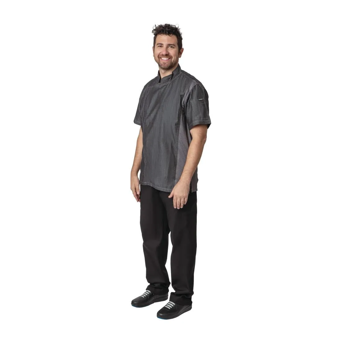 BB270-S Chef Works Urban Delancey Short Sleeve Denim Chefs Jacket Size S