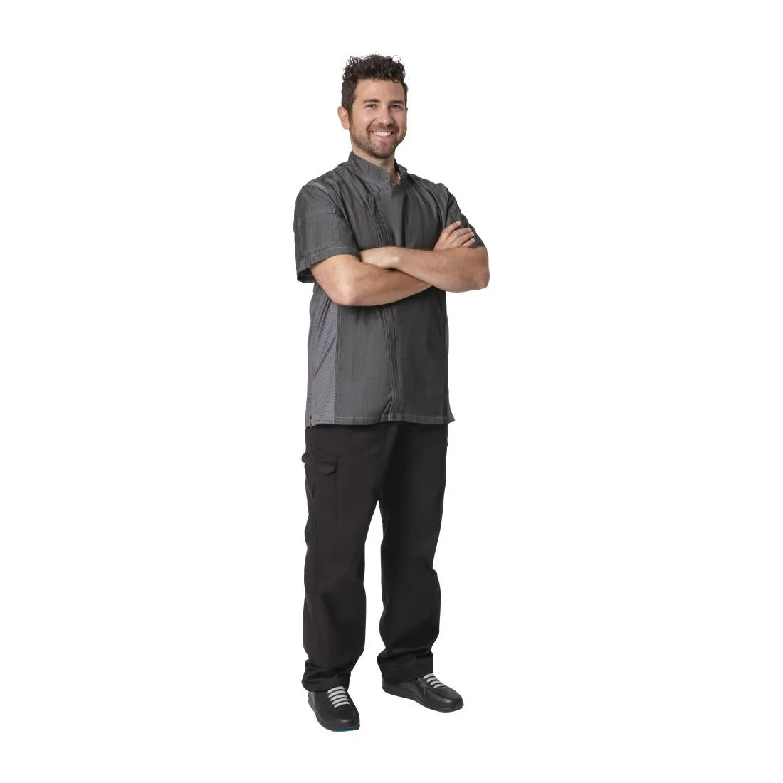BB270-S Chef Works Urban Delancey Short Sleeve Denim Chefs Jacket Size S