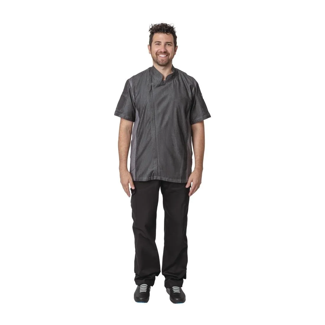 BB270-XL Chef Works Urban Delancey Short Sleeve Denim Chefs Jacket Size XL