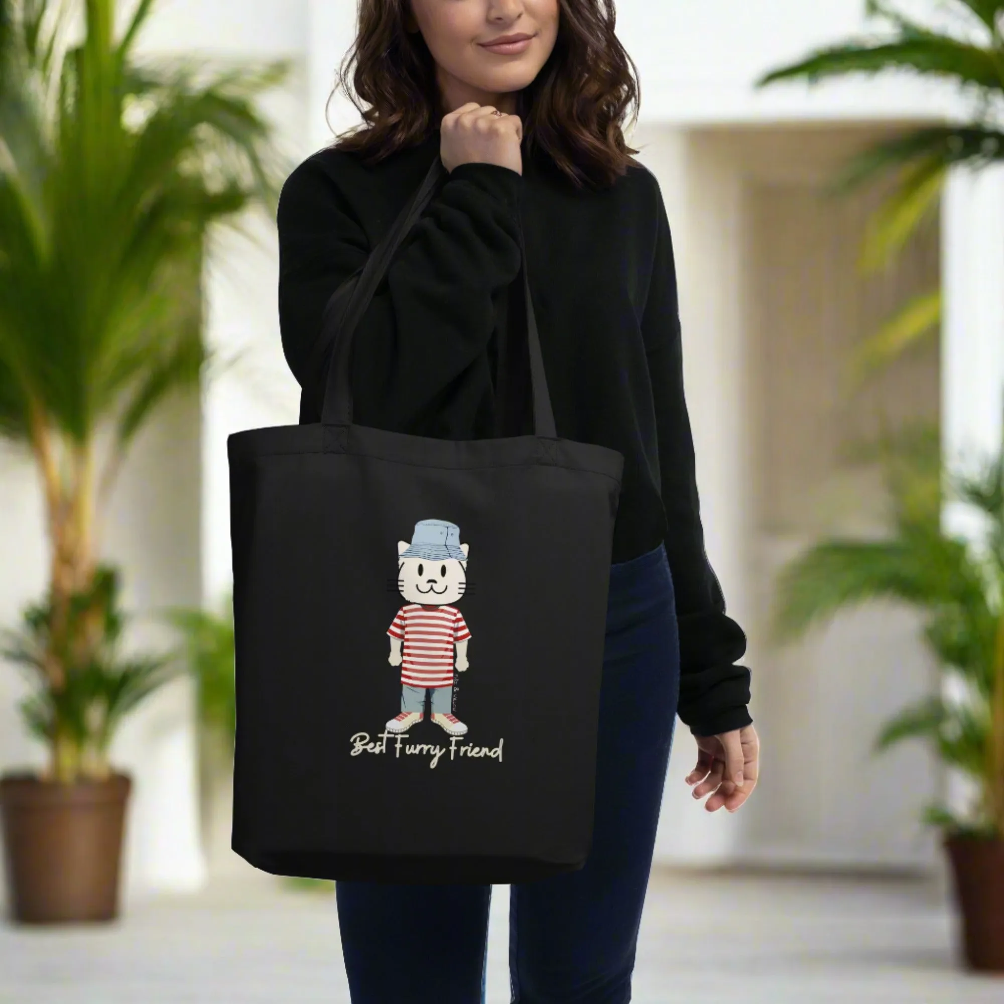 BFF, Sustainable Tote Bag with cat design