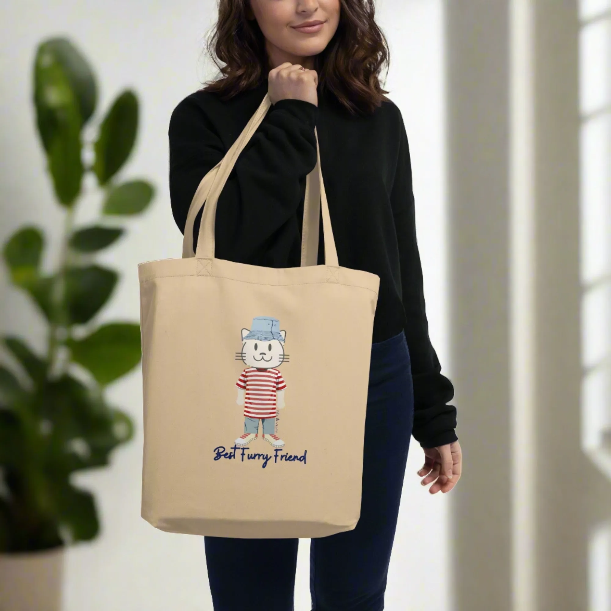 BFF, Sustainable Tote Bag with cat design