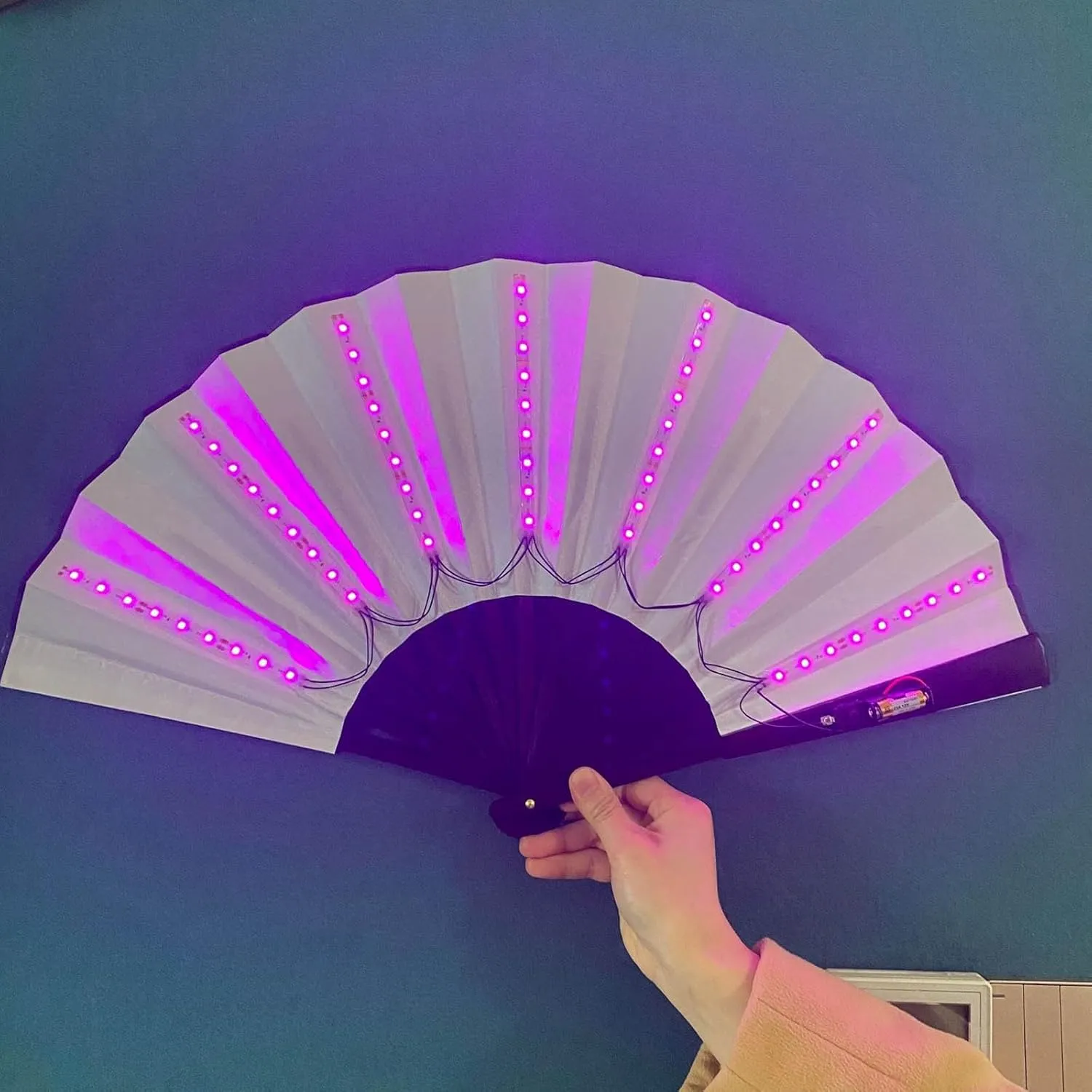 Boots on The Ground Fan with LED, Large Holographic Folding Hand Fan Line Dance Popping Fan, Clap Fans for Dancing