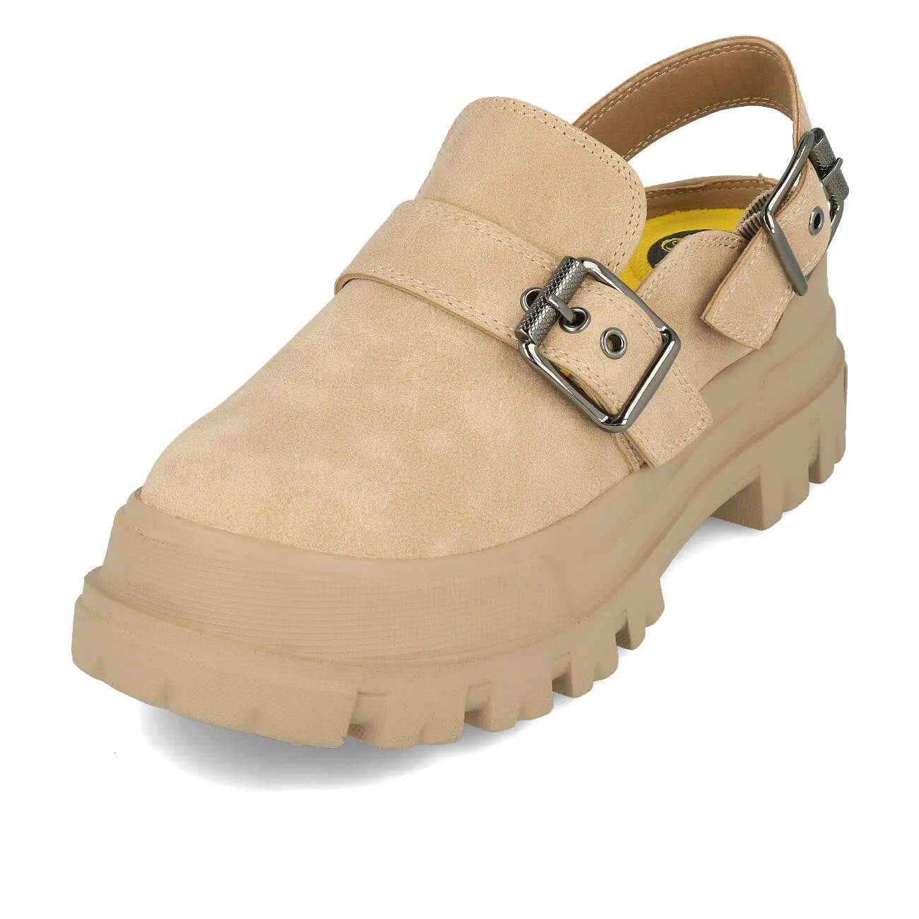 Buffalo Aspha Clog Snd Damen Vegan Nubuck Beige