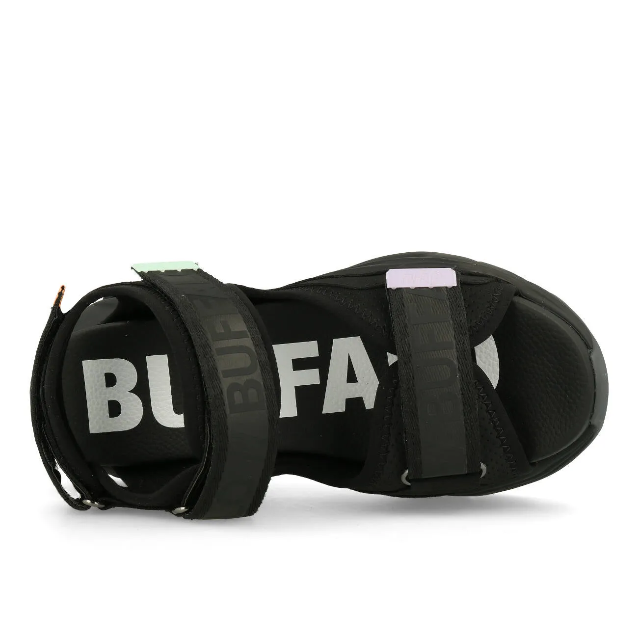 Buffalo Binary O Plateau Sandale Damen Vegan Nappa Nylon Black