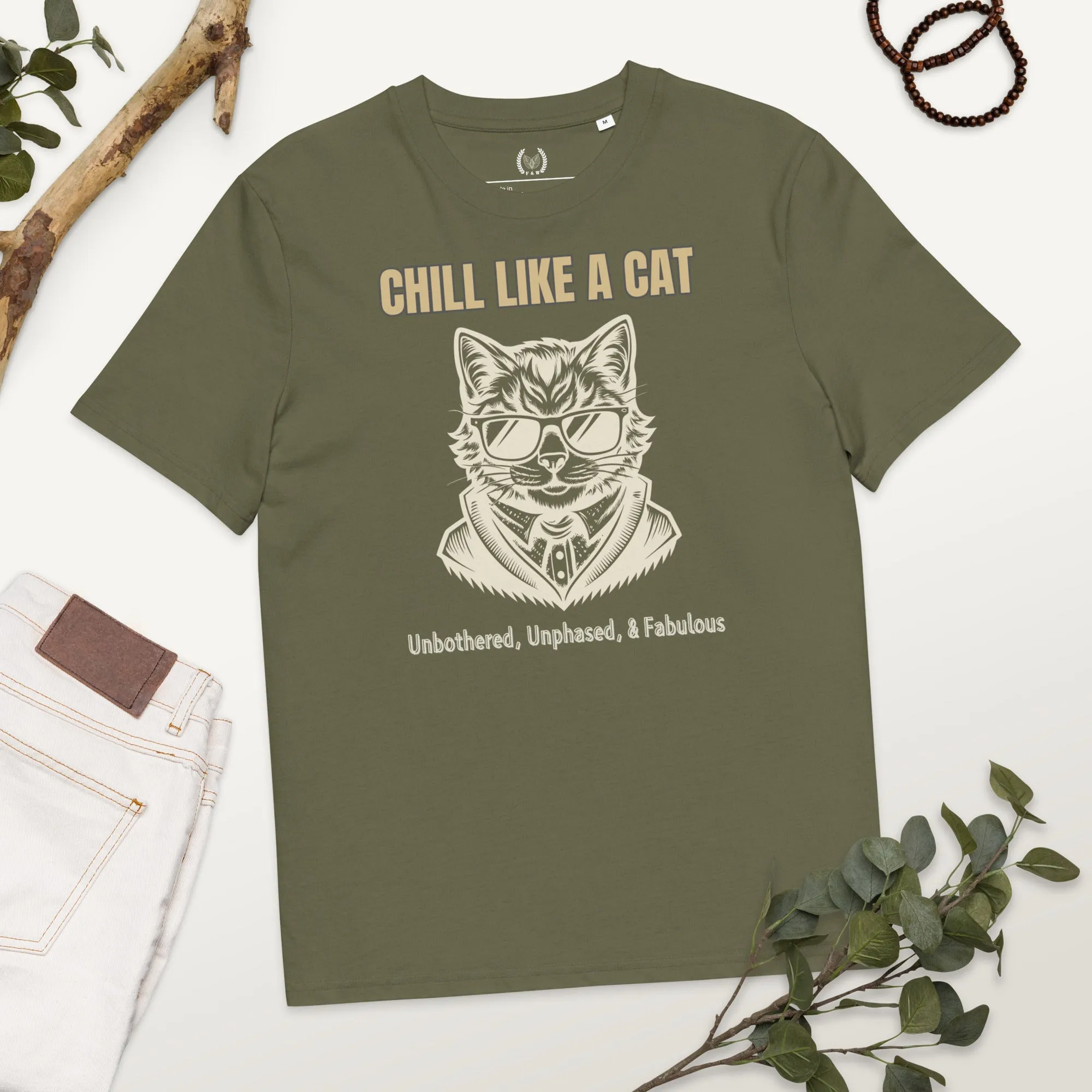 Chill Like a Cat – Organic Cotton Vegan Tee for Cat Lovers