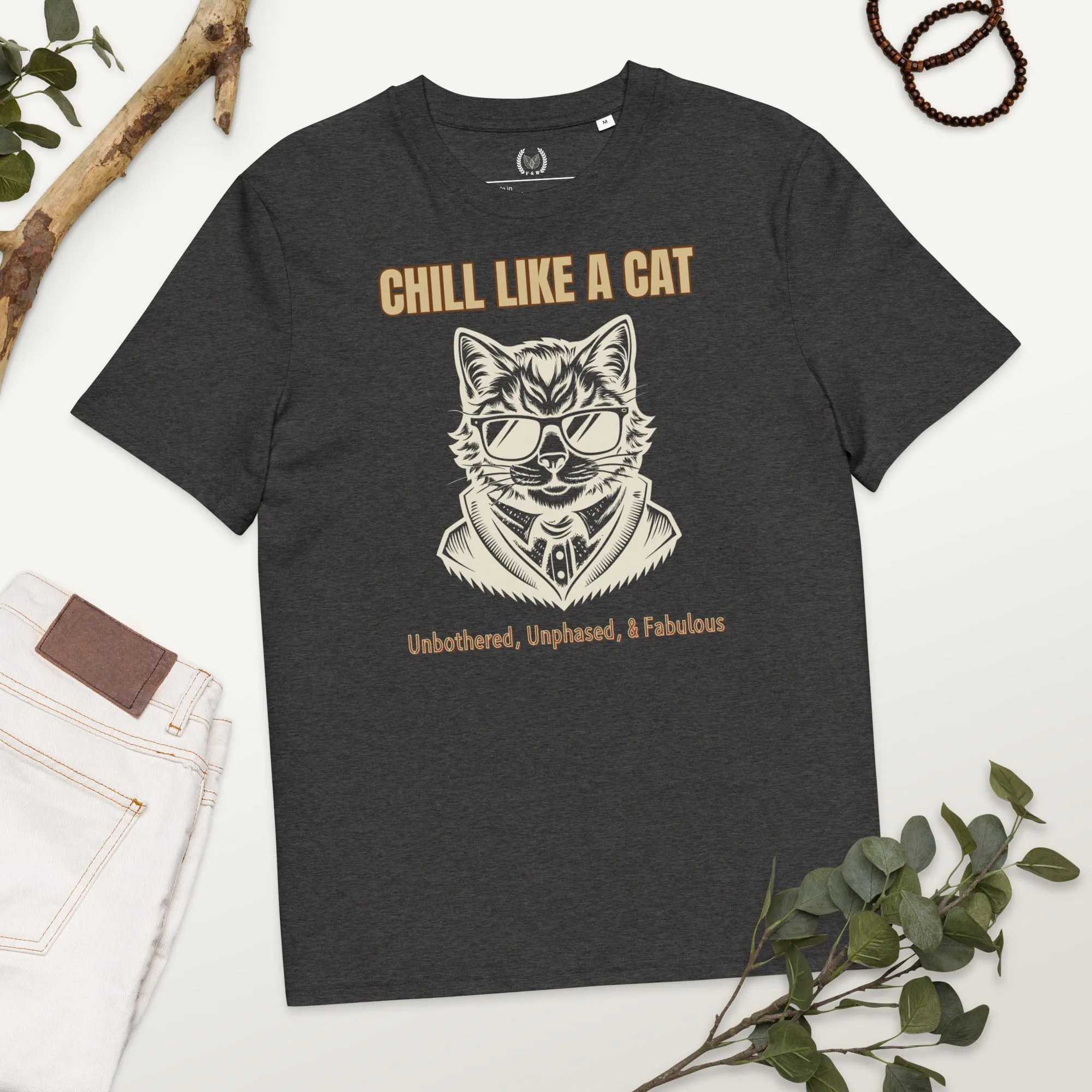 Chill Like a Cat – Organic Cotton Vegan Tee for Cat Lovers