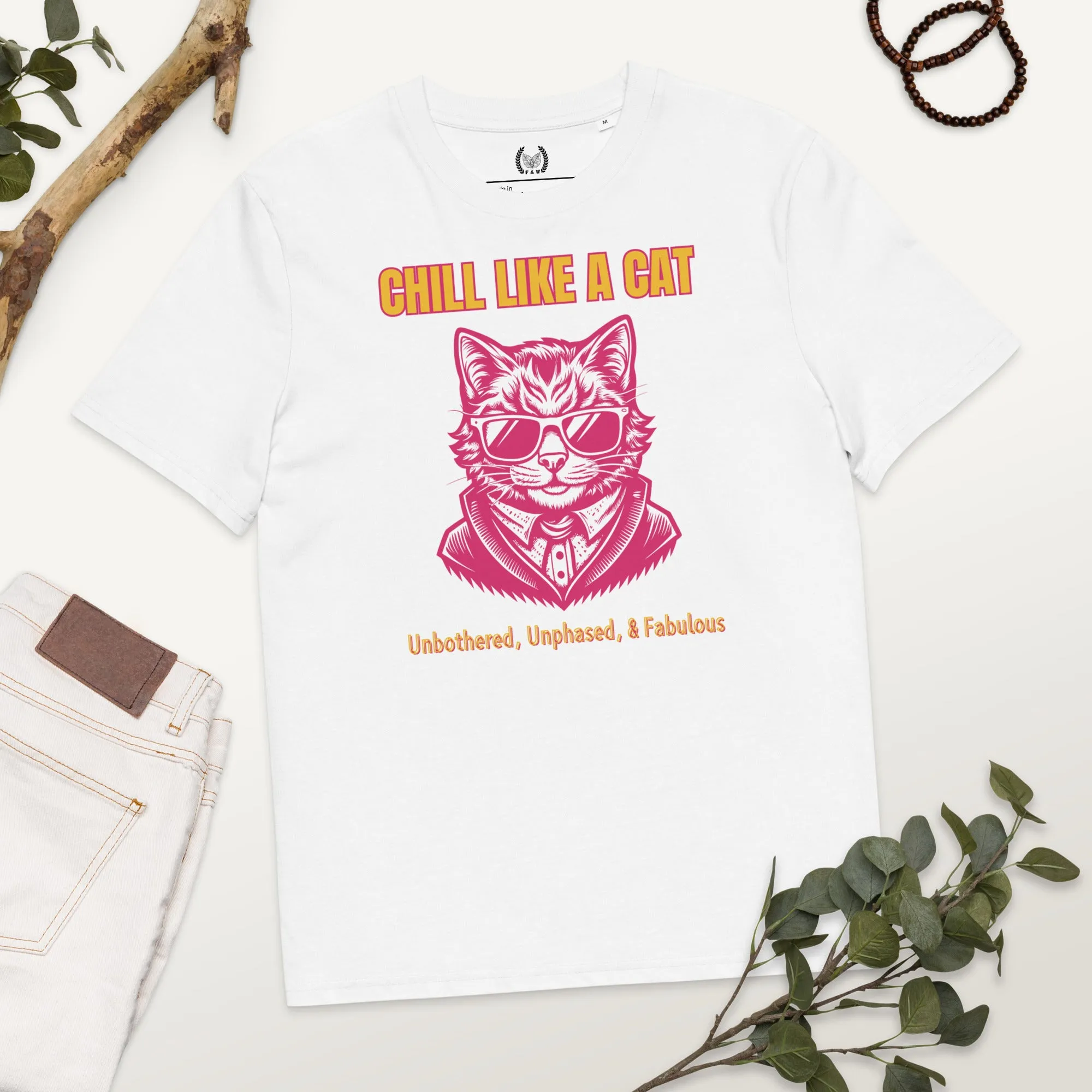 Chill Like a Cat – Organic Cotton Vegan Tee for Cat Lovers