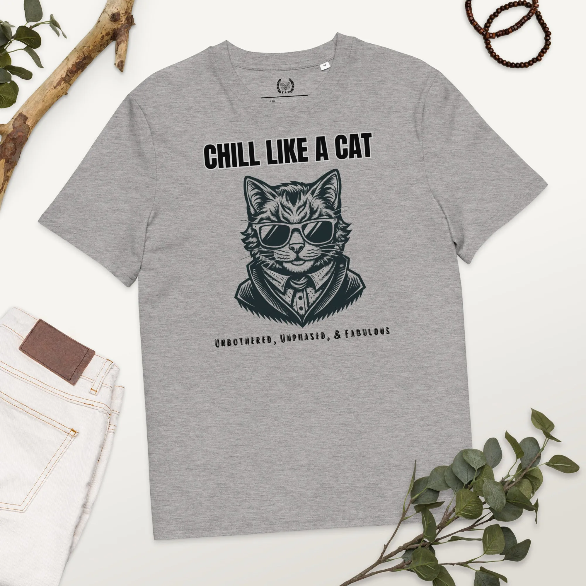 Chill Like a Cat – Organic Cotton Vegan Tee for Cat Lovers