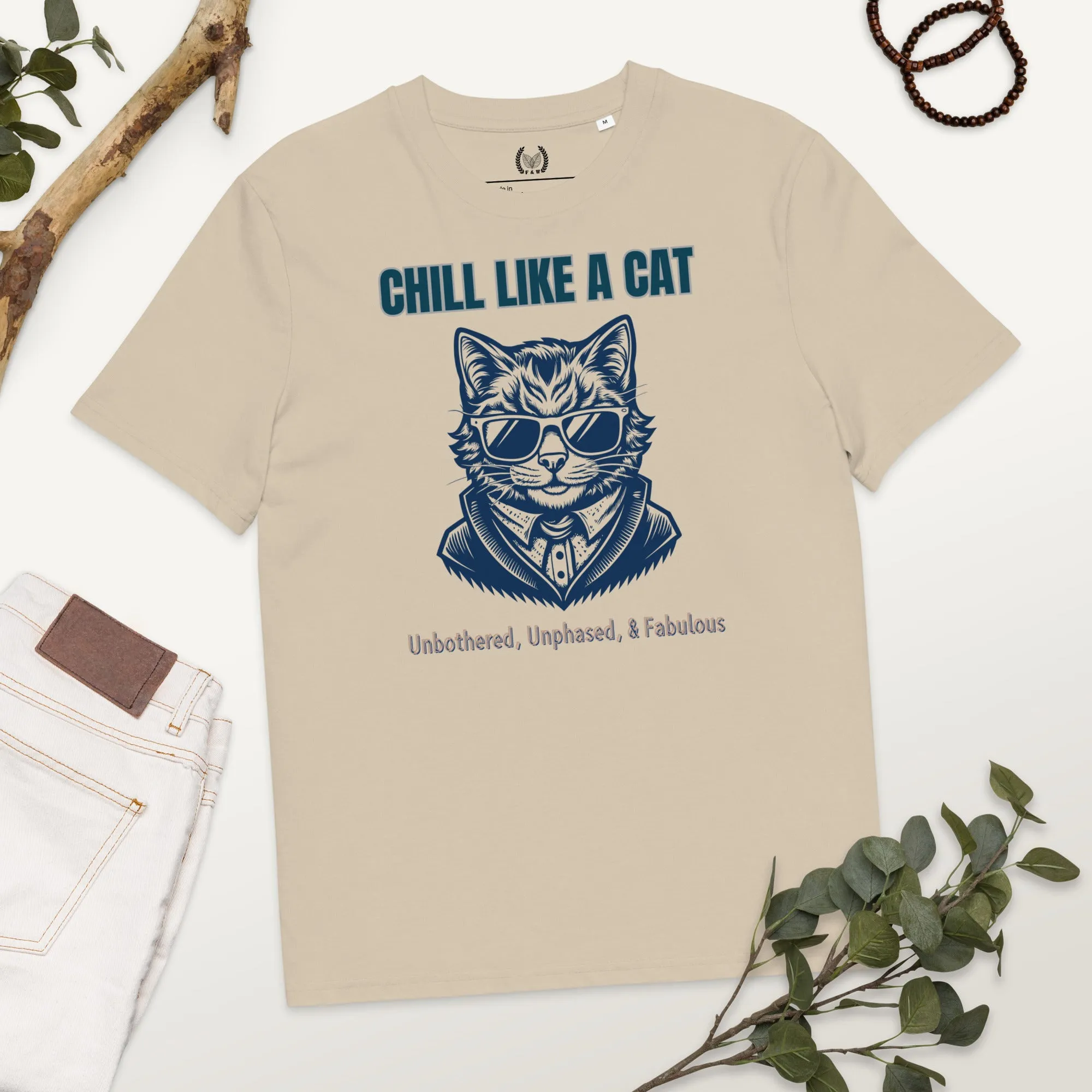 Chill Like a Cat – Organic Cotton Vegan Tee for Cat Lovers
