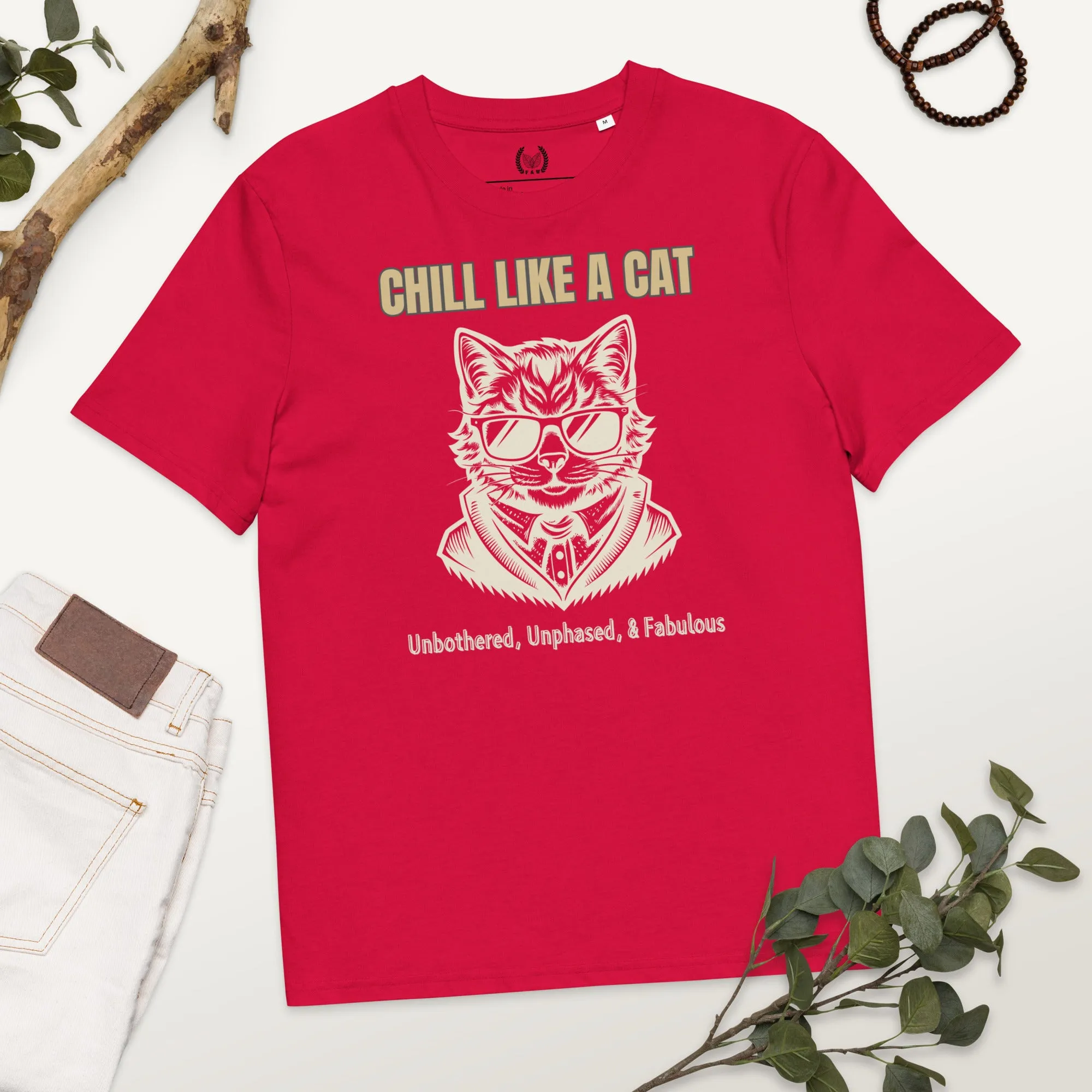 Chill Like a Cat – Organic Cotton Vegan Tee for Cat Lovers