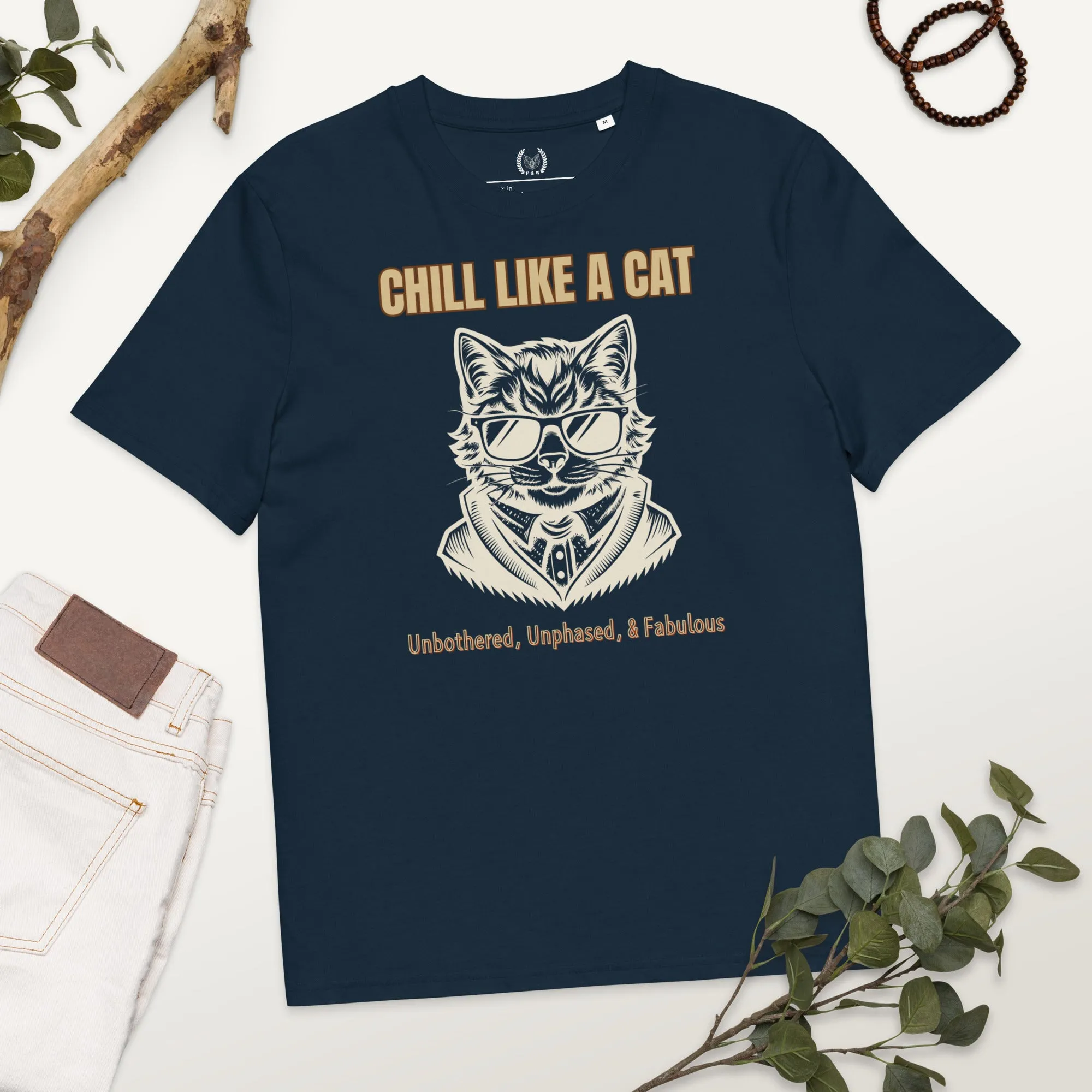 Chill Like a Cat – Organic Cotton Vegan Tee for Cat Lovers
