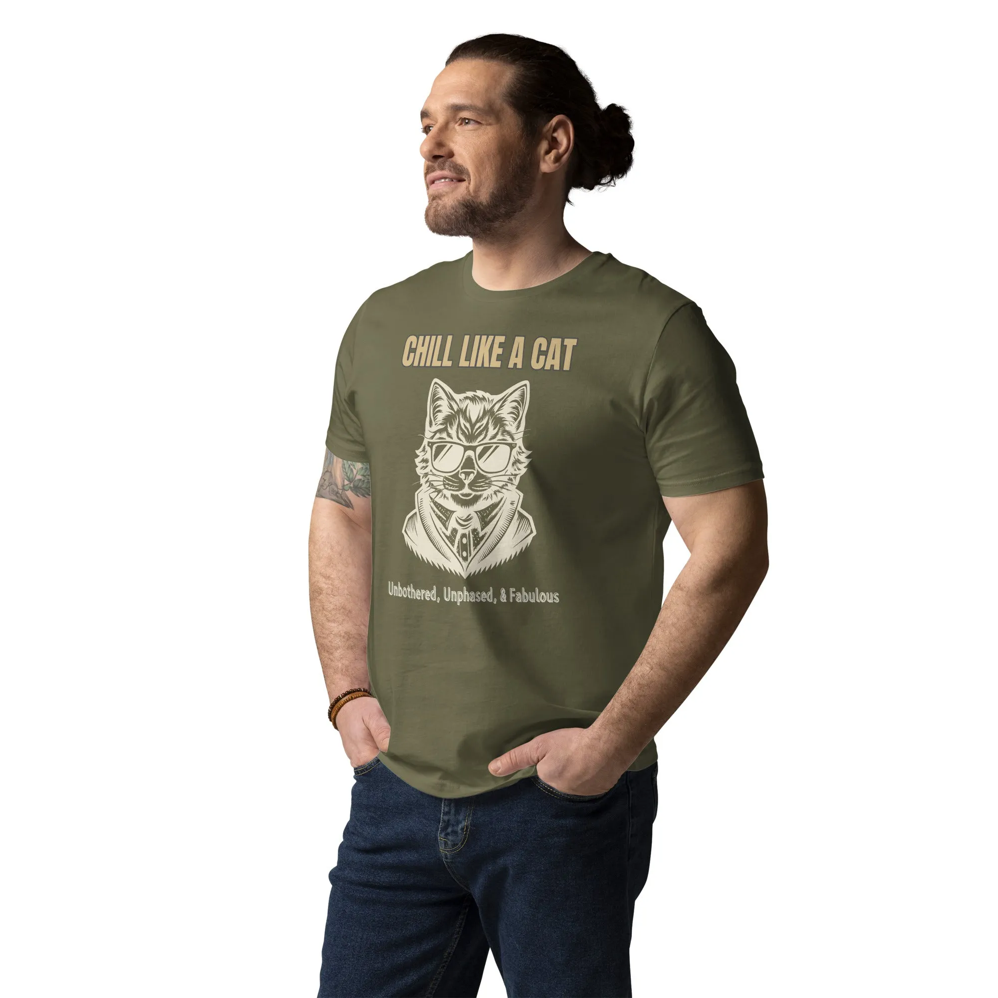 Chill Like a Cat – Organic Cotton Vegan Tee for Cat Lovers