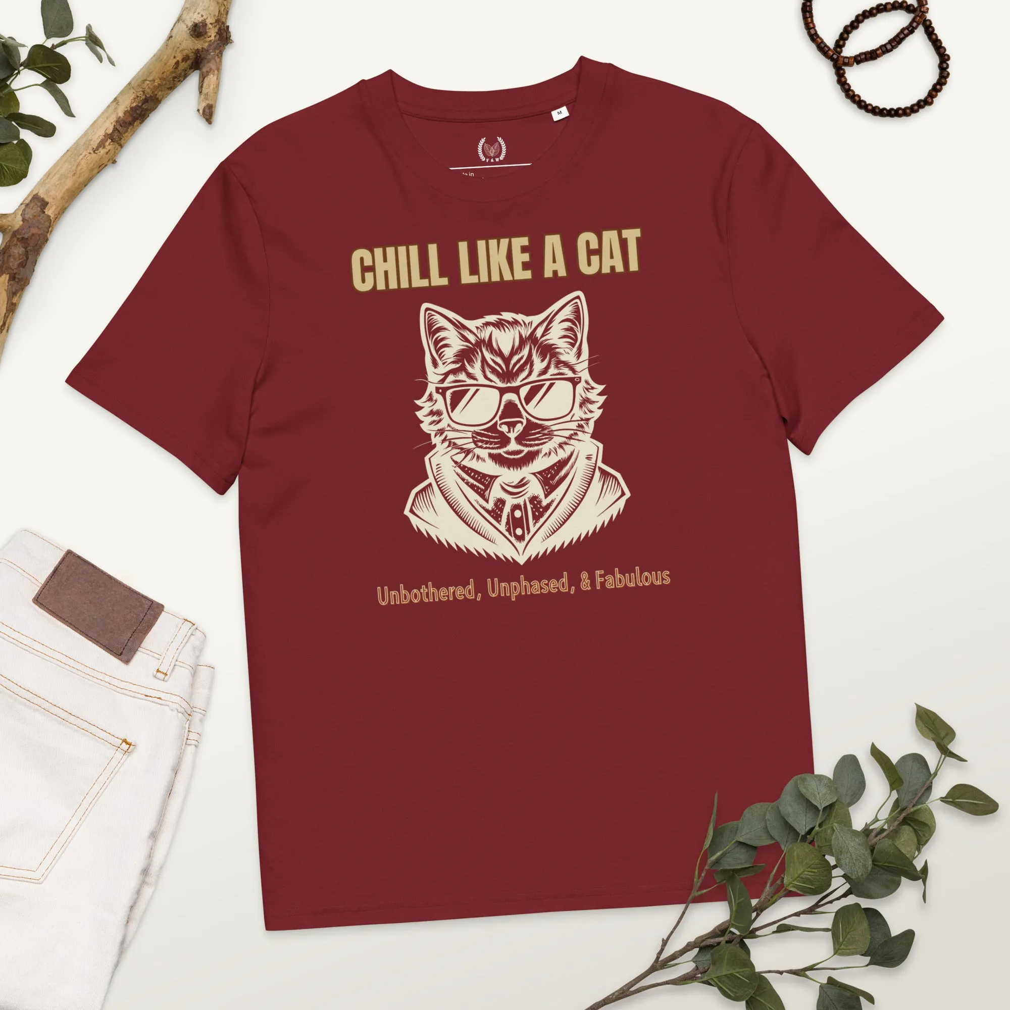 Chill Like a Cat – Organic Cotton Vegan Tee for Cat Lovers