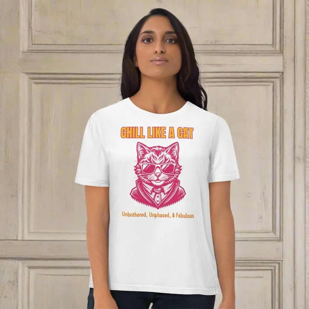 Chill Like a Cat – Organic Cotton Vegan Tee for Cat Lovers