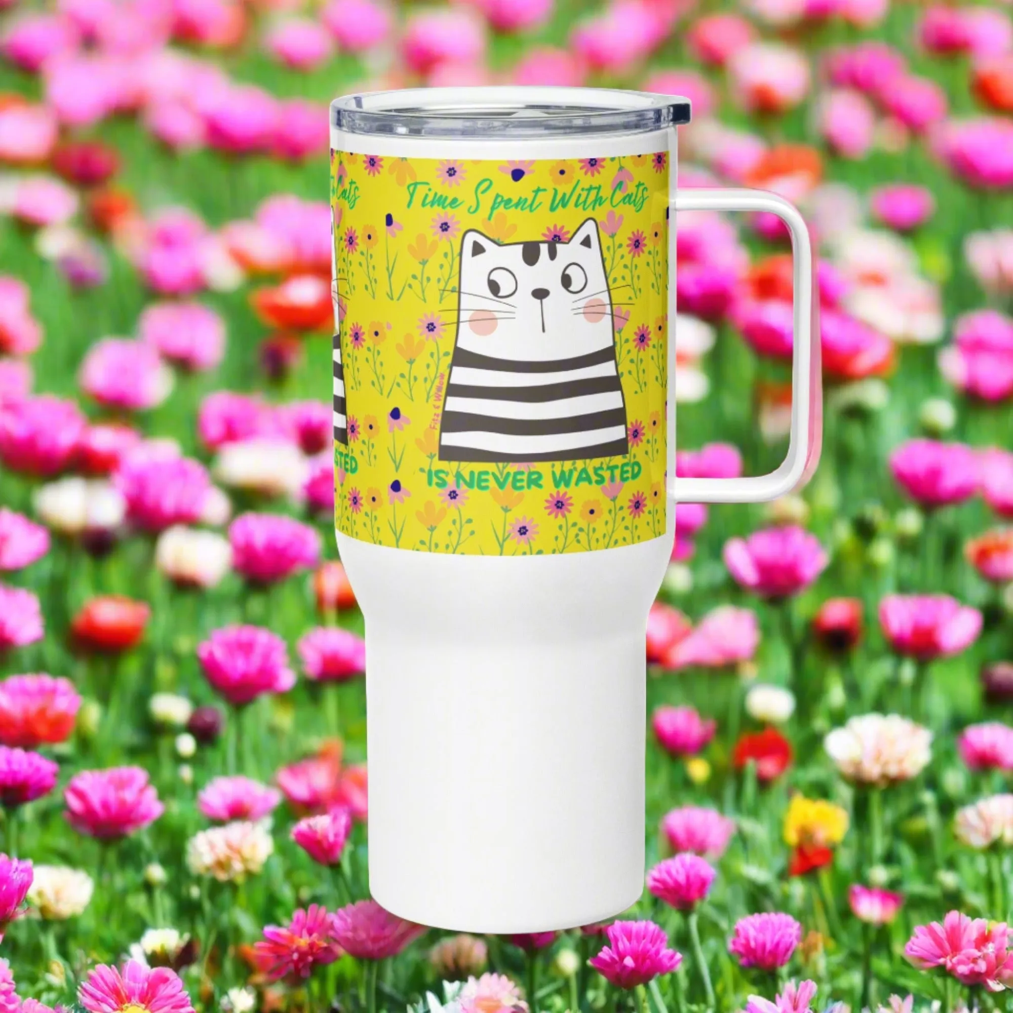 Funny cat, Travel mug with a handle