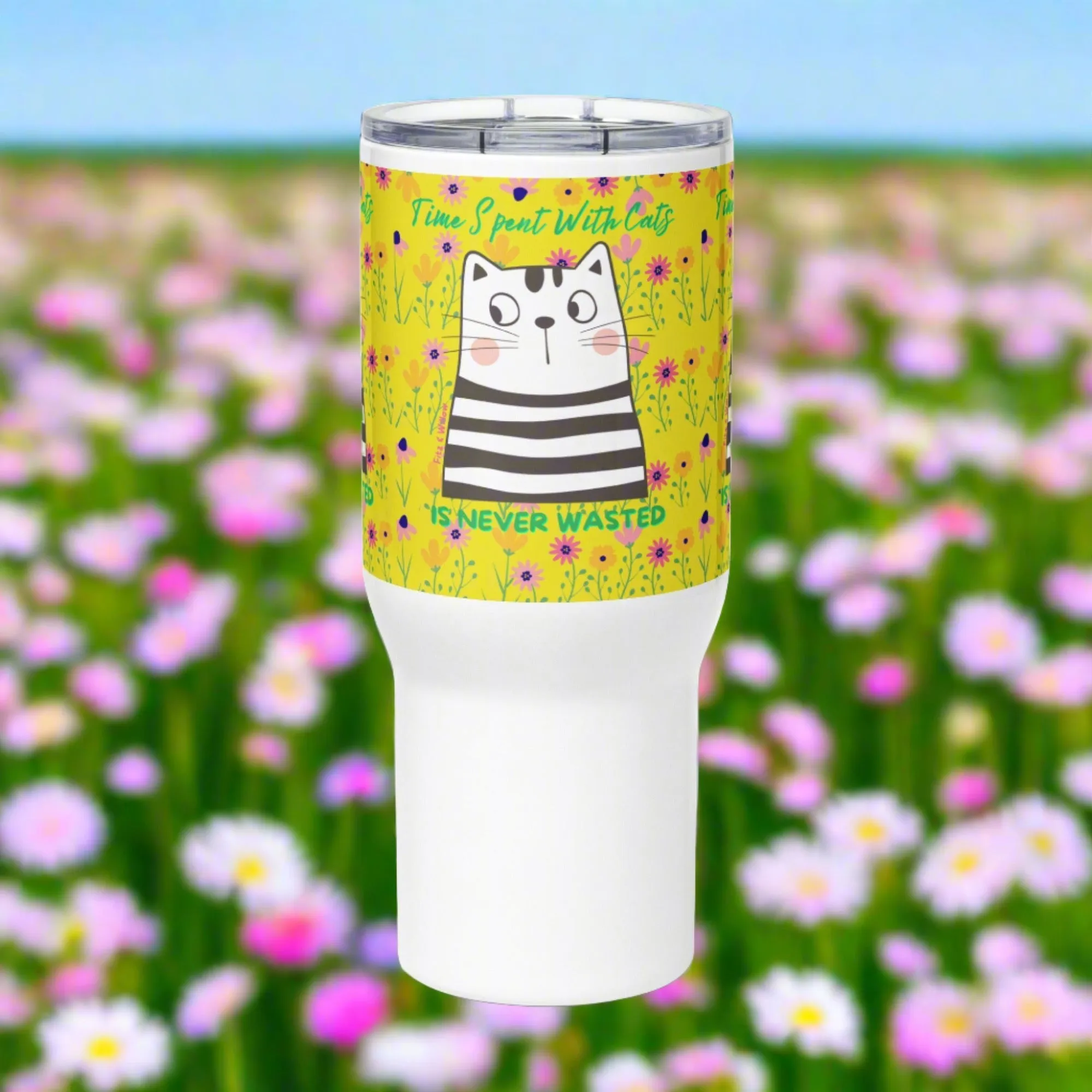 Funny cat, Travel mug with a handle