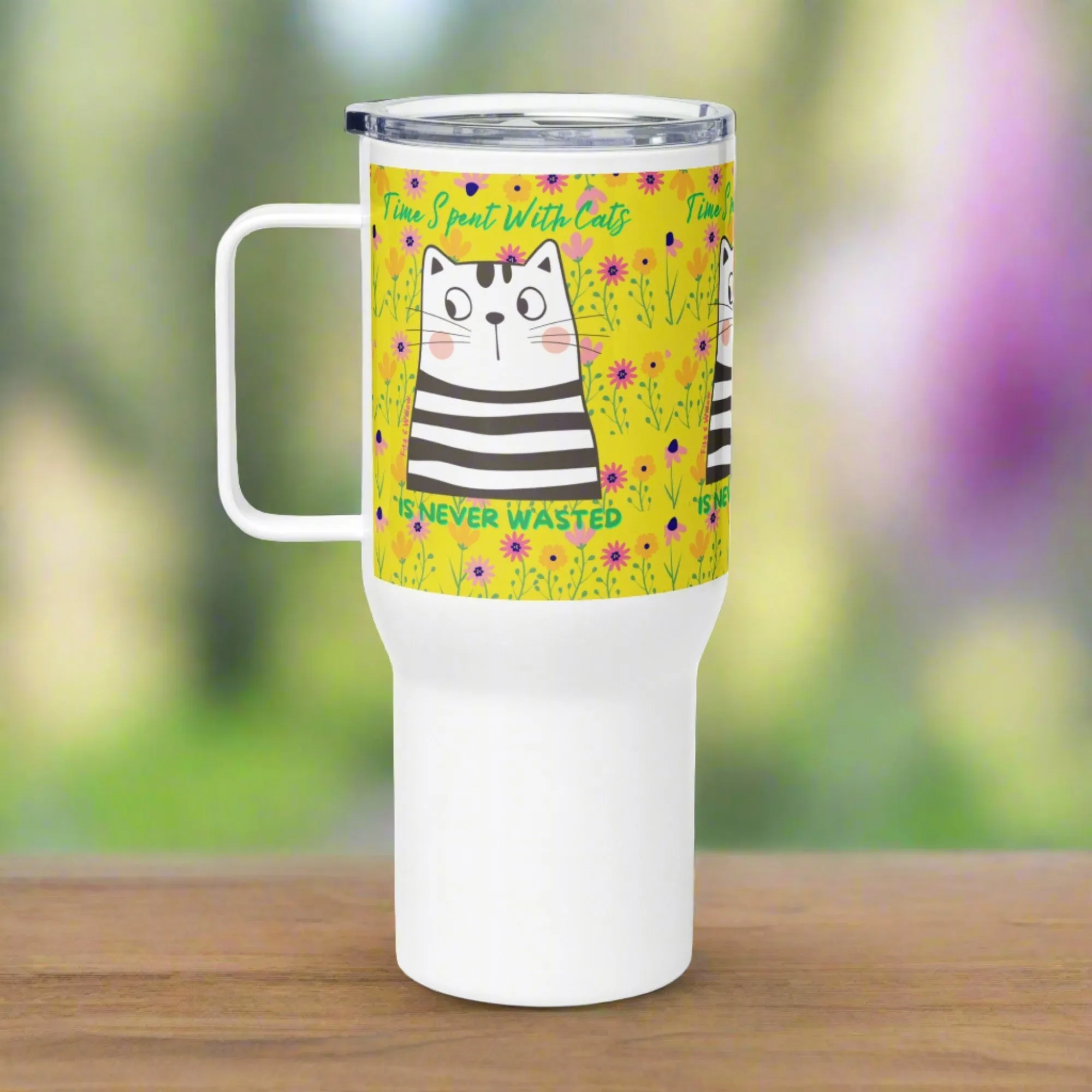 Funny cat, Travel mug with a handle