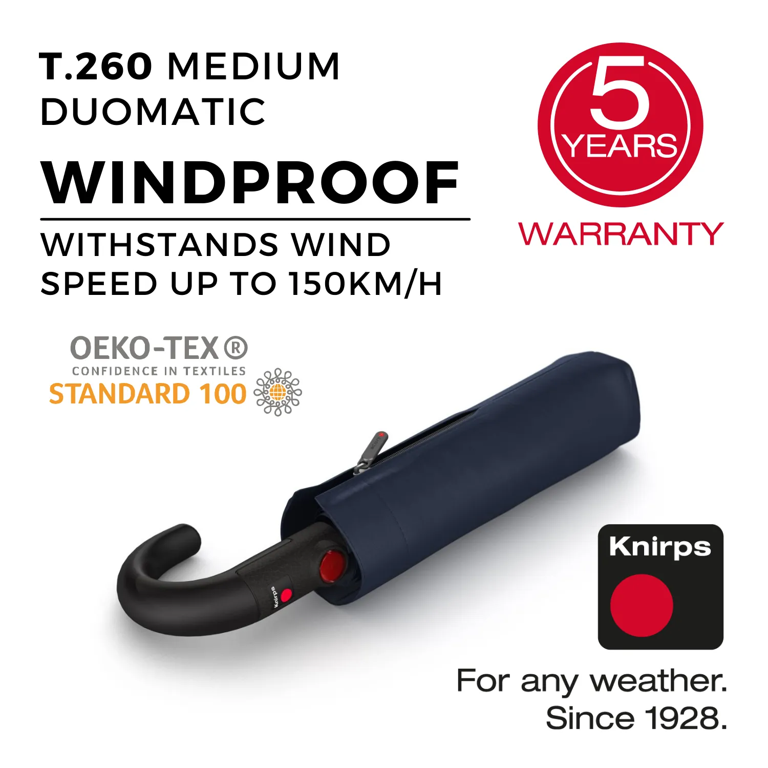 Knirps T.260 Medium Duomatic With Crock Handle Umbrella