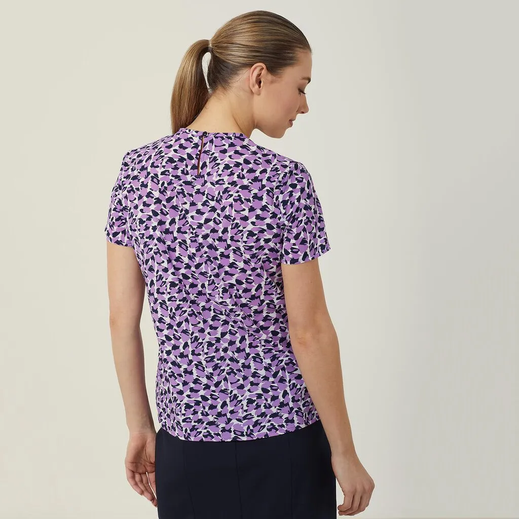 Ladies Antibacterial Petal Print Short Sleeve Top - CATUFA