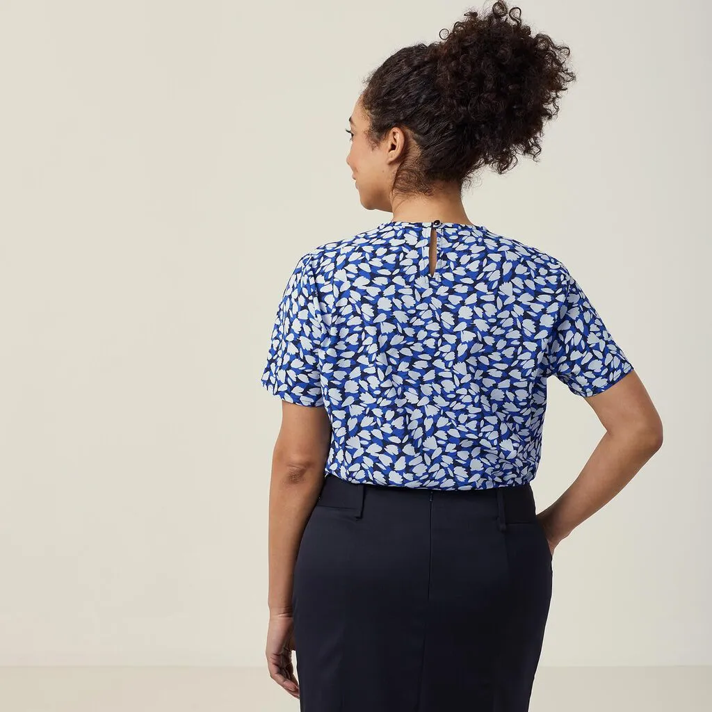 Ladies Antibacterial Petal Print Short Sleeve Top - CATUFA