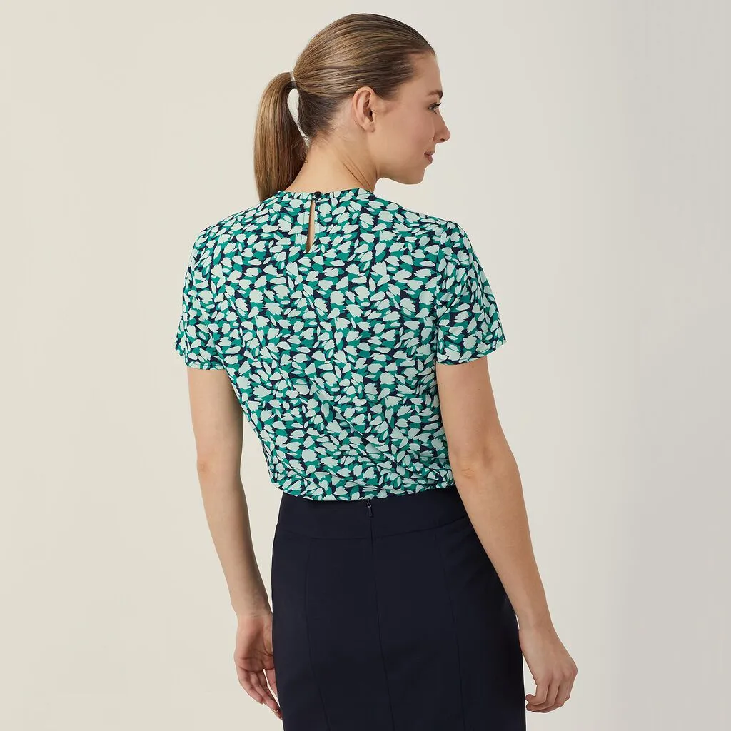 Ladies Antibacterial Petal Print Short Sleeve Top - CATUFA