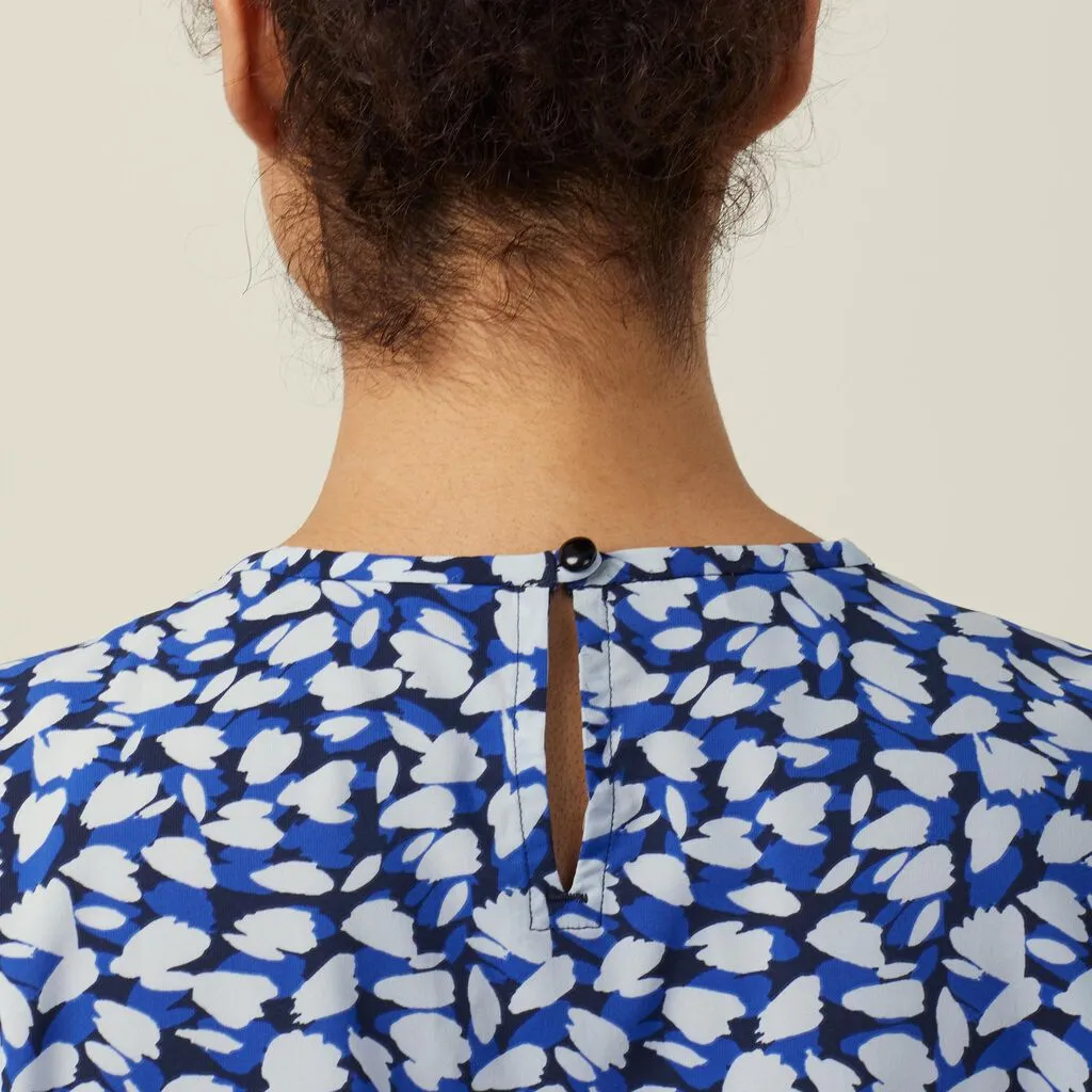 Ladies Antibacterial Petal Print Short Sleeve Top - CATUFA