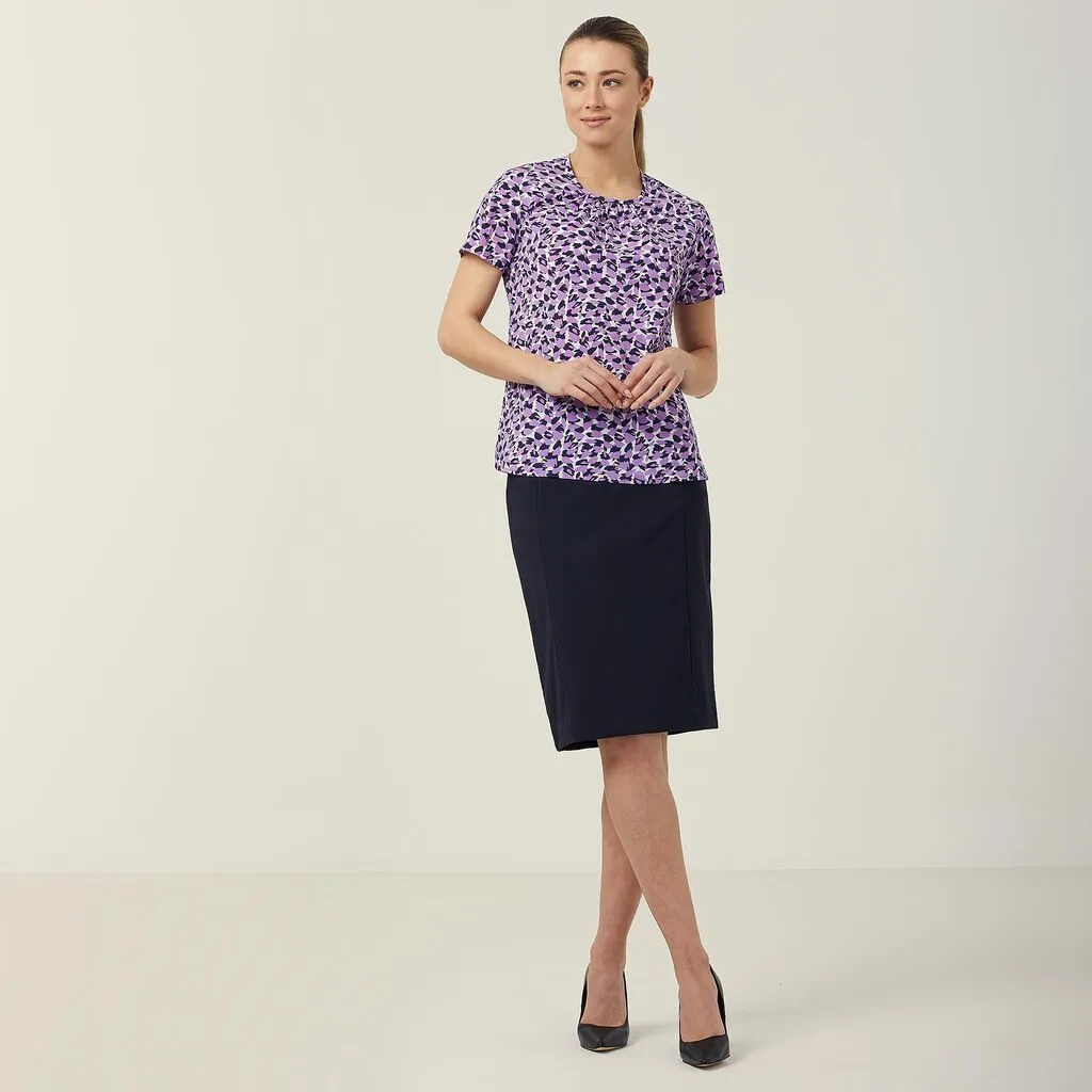Ladies Antibacterial Petal Print Short Sleeve Top - CATUFA
