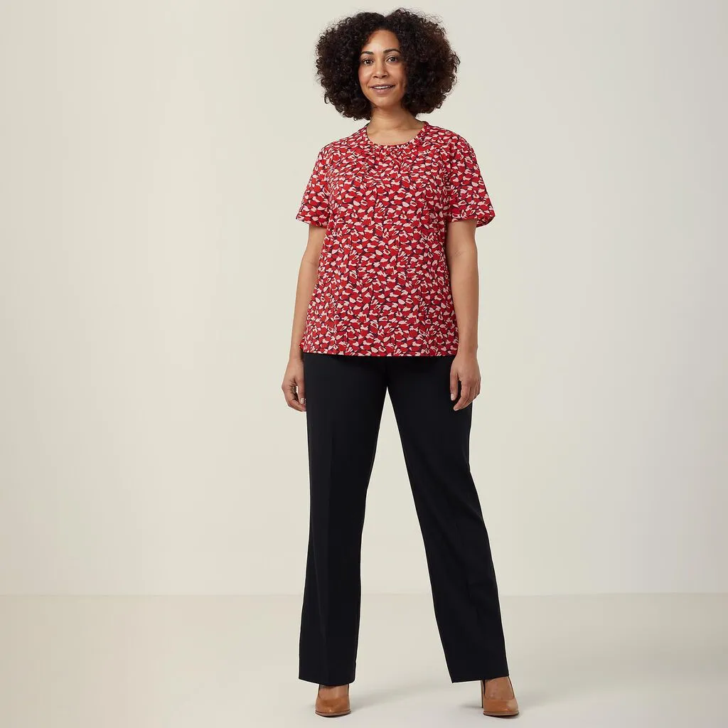 Ladies Antibacterial Petal Print Short Sleeve Top - CATUFA