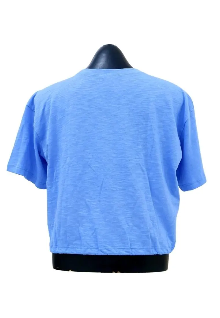 Landmark Round Neck Girls teens T-Shirt Cropped Boxy - Blue