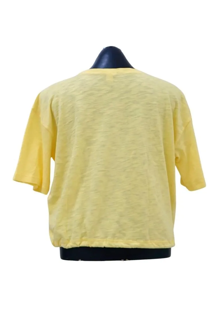 Landmark Round Neck Girls teens T-Shirt Cropped Boxy - Yellow