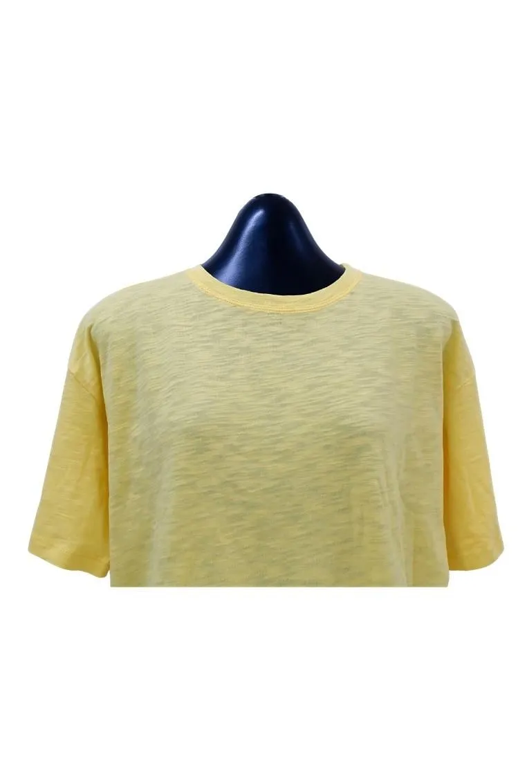 Landmark Round Neck Girls teens T-Shirt Cropped Boxy - Yellow