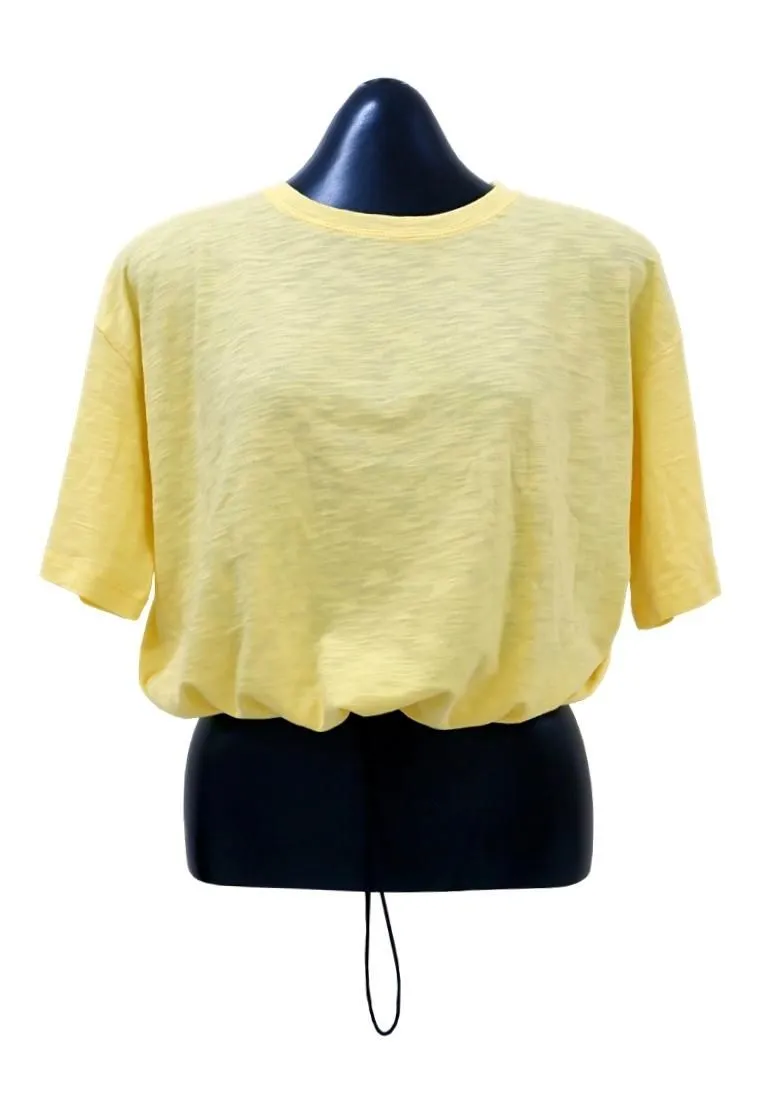 Landmark Round Neck Girls teens T-Shirt Cropped Boxy - Yellow