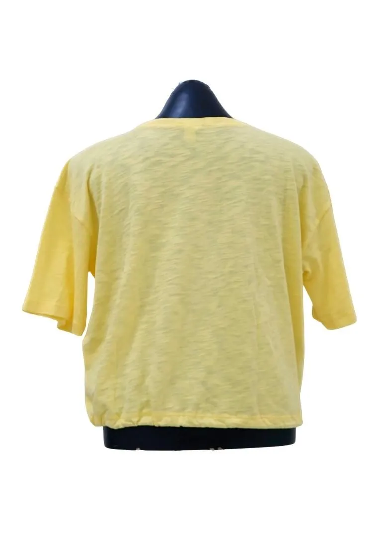 Landmark Round Neck Girls teens T-Shirt Cropped Boxy - Yellow
