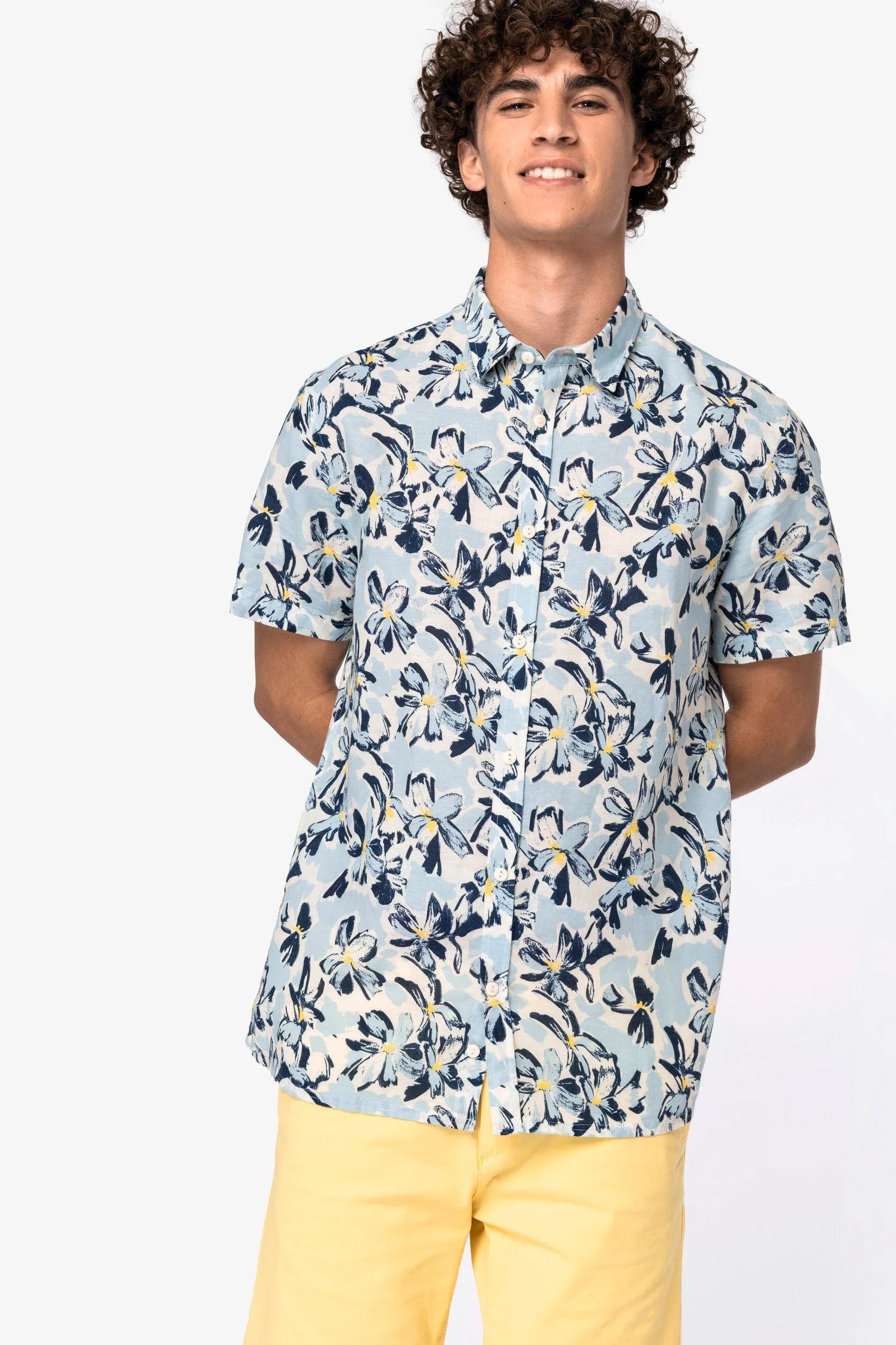 Men’s Eco-friendly Plant Print Shirt - NS530