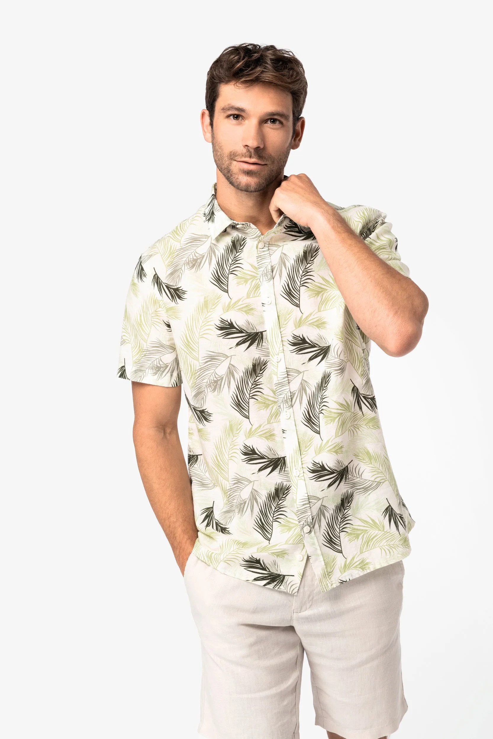 Men’s Eco-friendly Plant Print Shirt - NS530