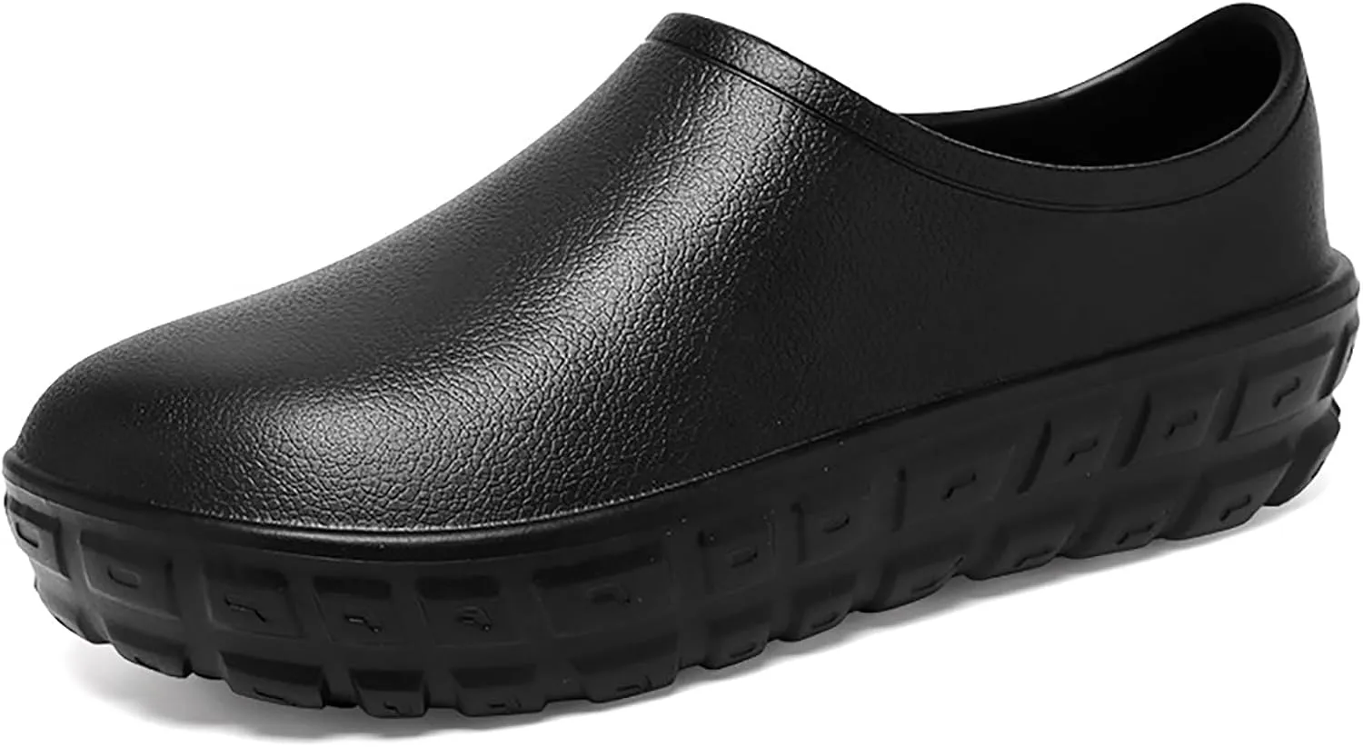 Men's Leather Slip-On Platform Chef Shoes Comfort Round Toe Waterproof Non Slip Soft Bottom Kitchen Loafers for Kitchen Office Nurse Shoes