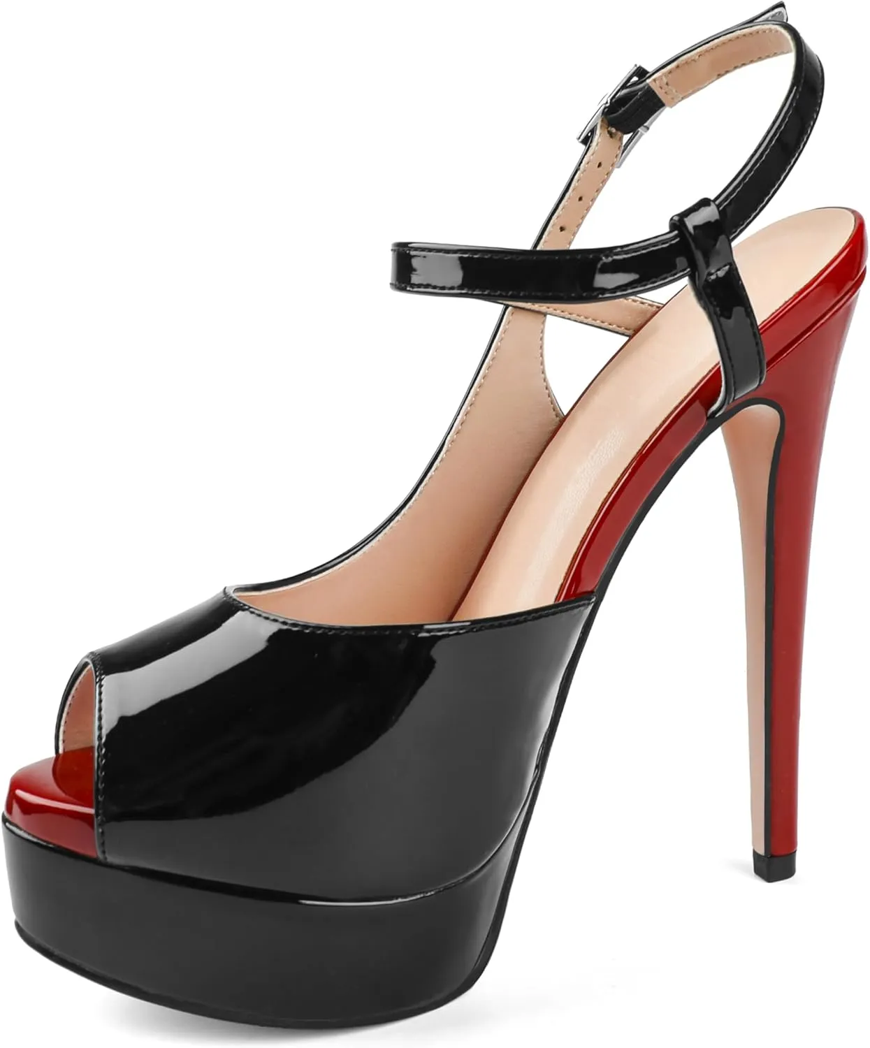 MERUMOTE Women's Slingback Shoes Peep Toe Platforms 6 inch Heels Bride Party Pumps