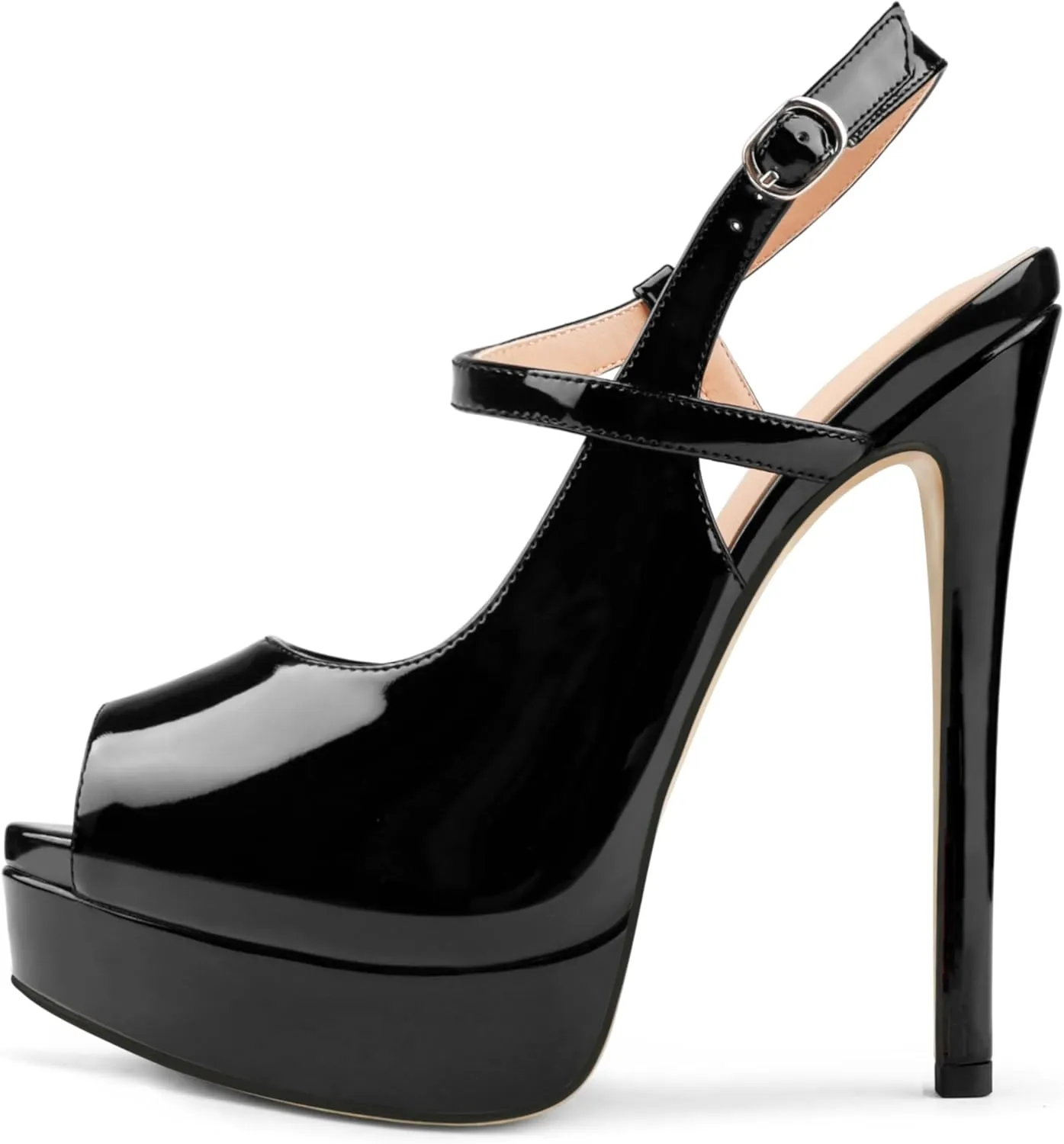 MERUMOTE Women's Slingback Shoes Peep Toe Platforms 6 inch Heels Bride Party Pumps