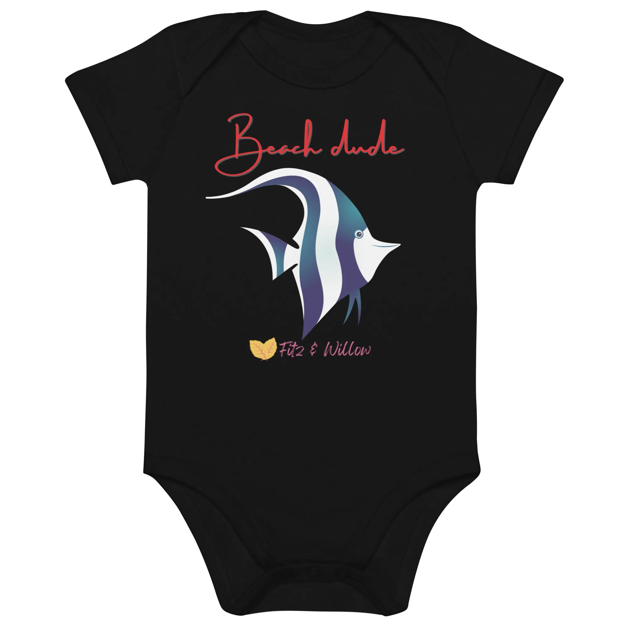 Organic cotton baby bodysuit, Beach dude