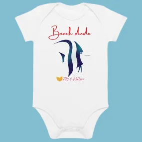 Organic cotton baby bodysuit, Beach dude