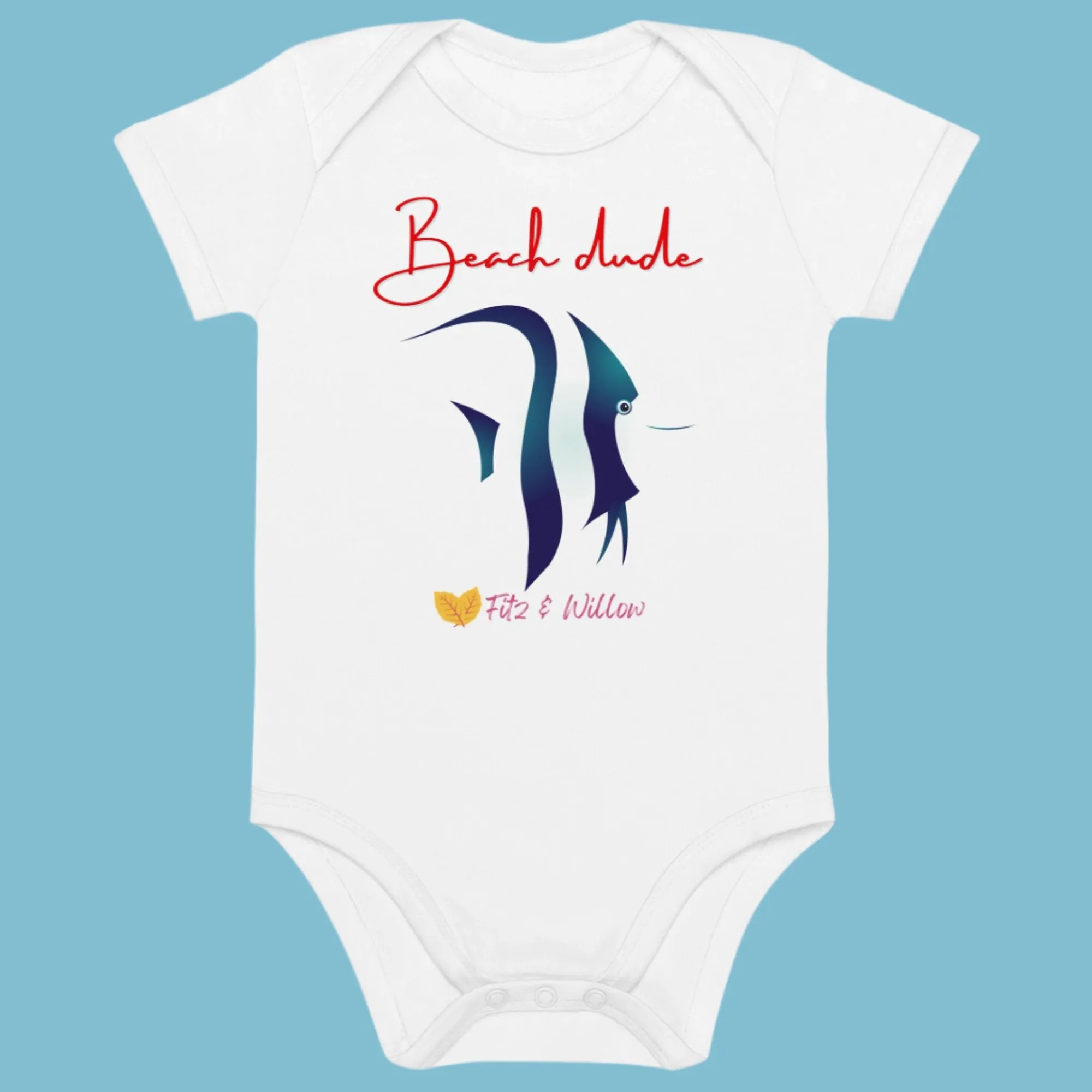 Organic cotton baby bodysuit, Beach dude
