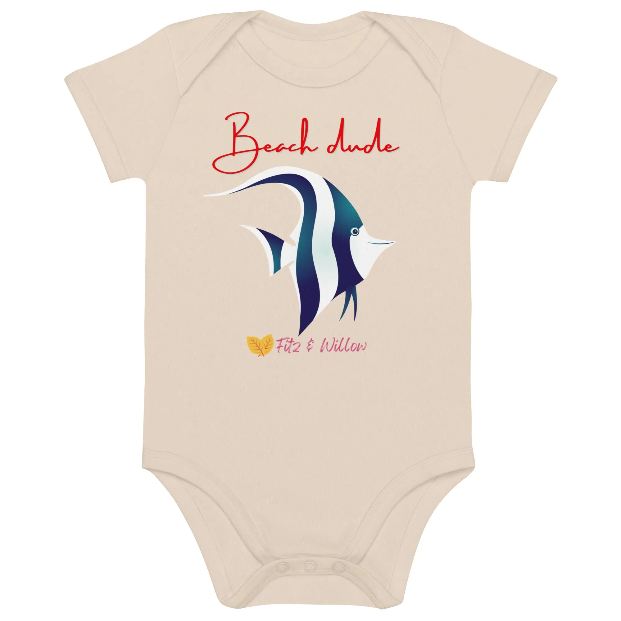 Organic cotton baby bodysuit, Beach dude