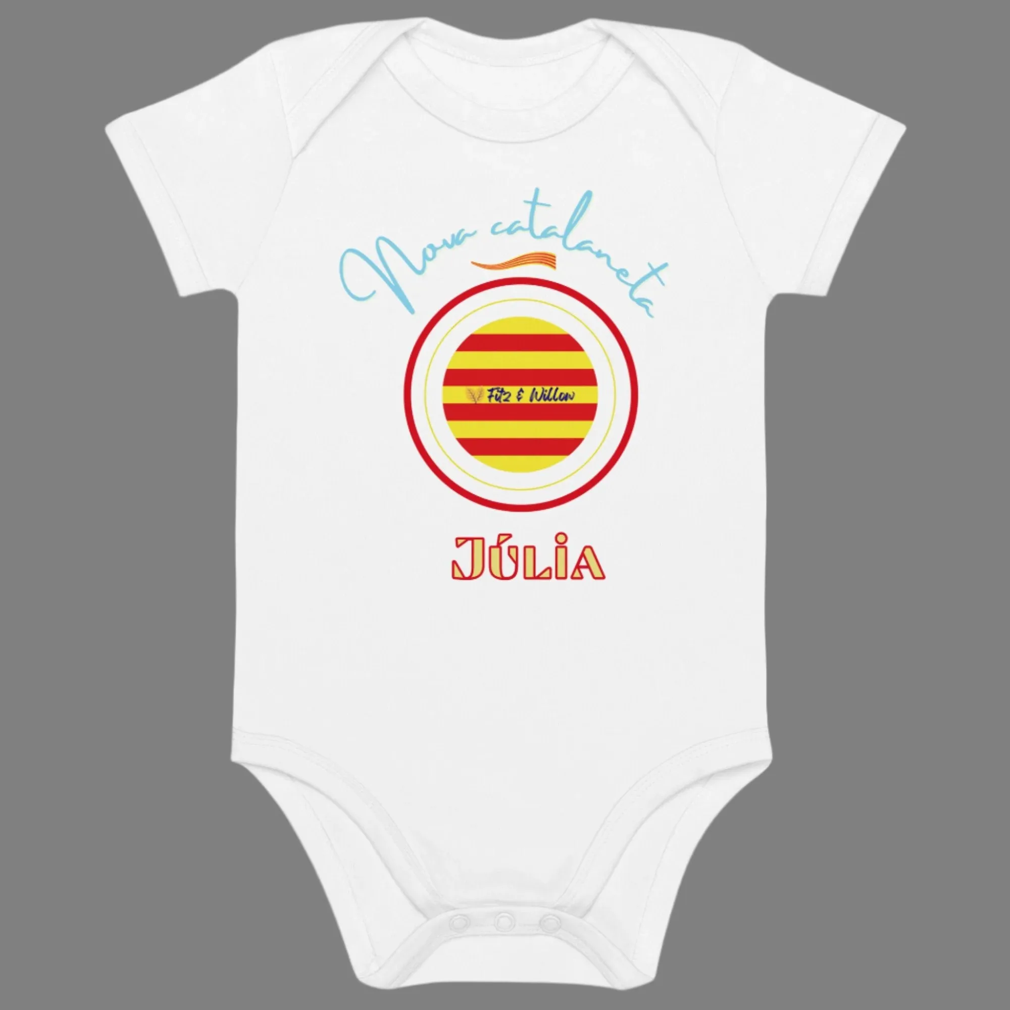 Organic cotton baby bodysuit, Nova catalaneta - Fitz & Willow