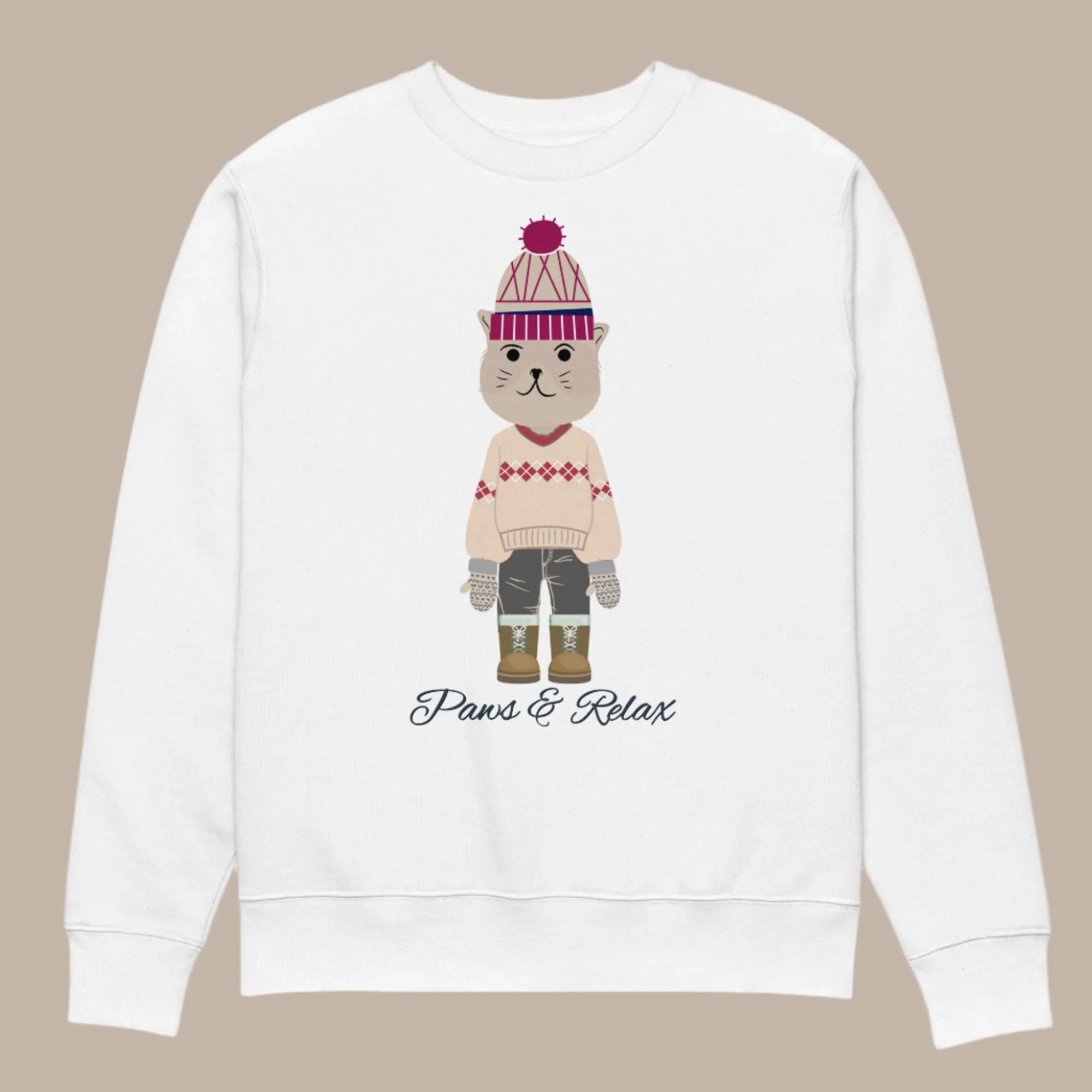 Organic Cotton Cat Design Sweatshirt for Cat Lovers