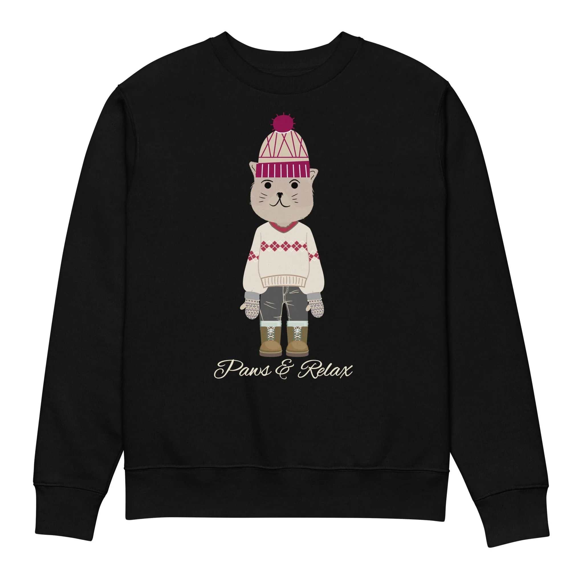 Organic Cotton Cat Design Sweatshirt for Cat Lovers