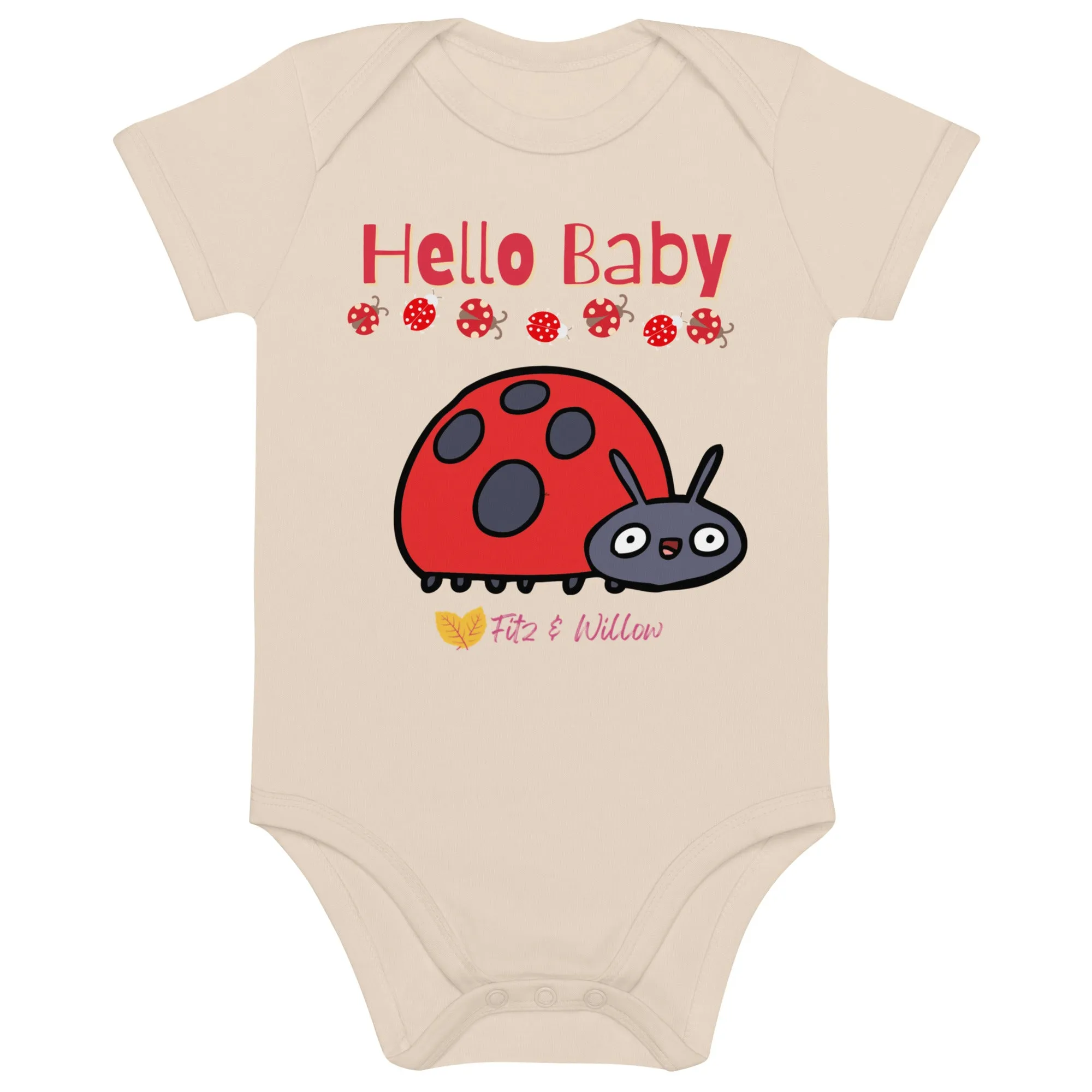 Organic cotton newborn bodysuit, Hello Baby