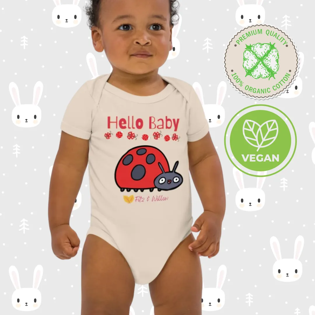 Organic cotton newborn bodysuit, Hello Baby