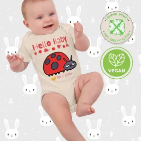 Organic cotton newborn bodysuit, Hello Baby